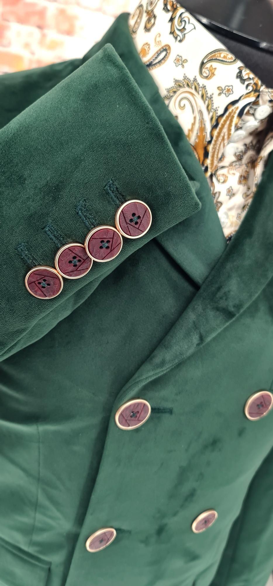 Langley - Green Velvet Double Breasted Jacket