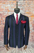 William - Black & Purple Striped Boater