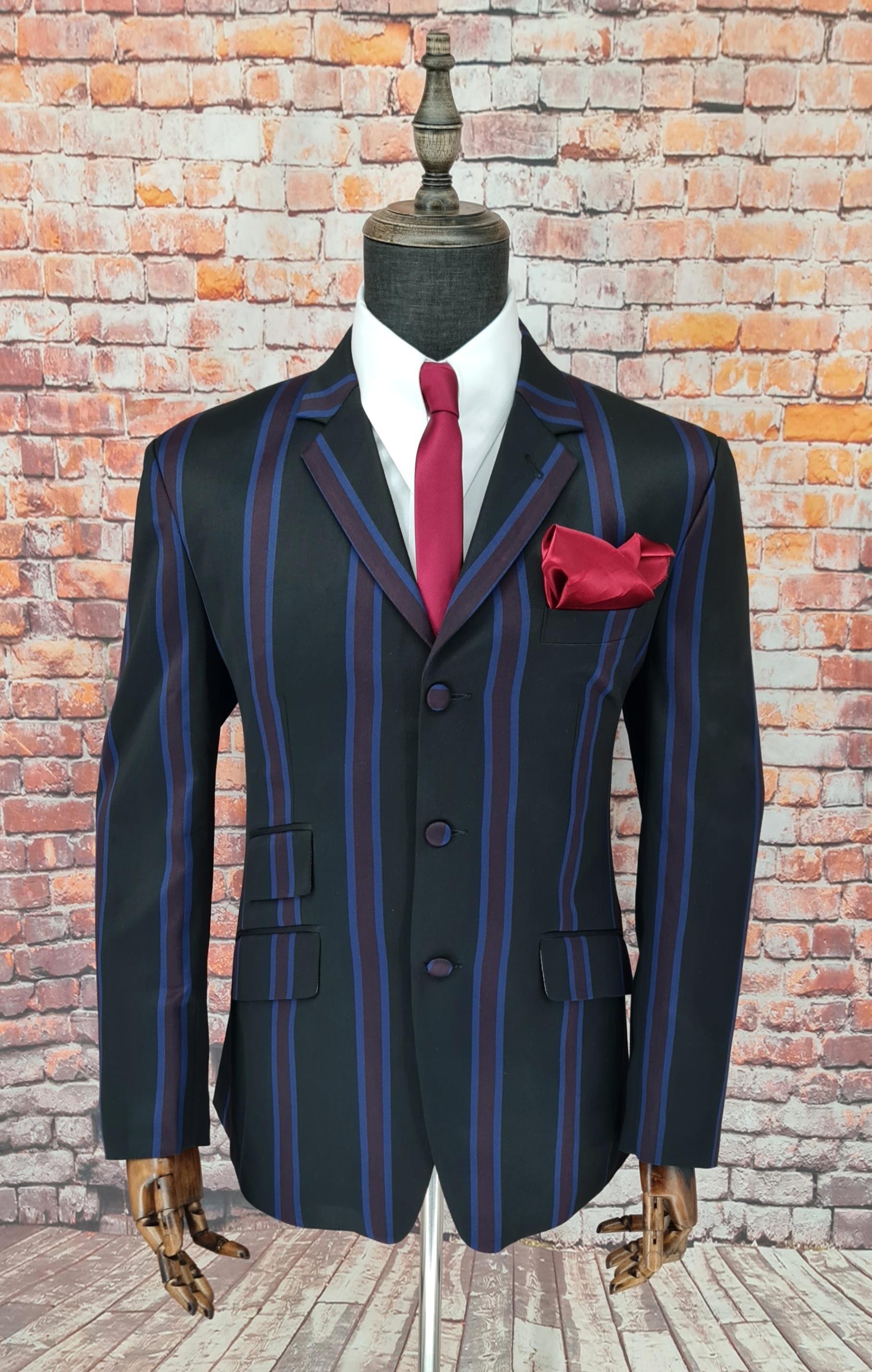 William - Black & Purple Striped Boater