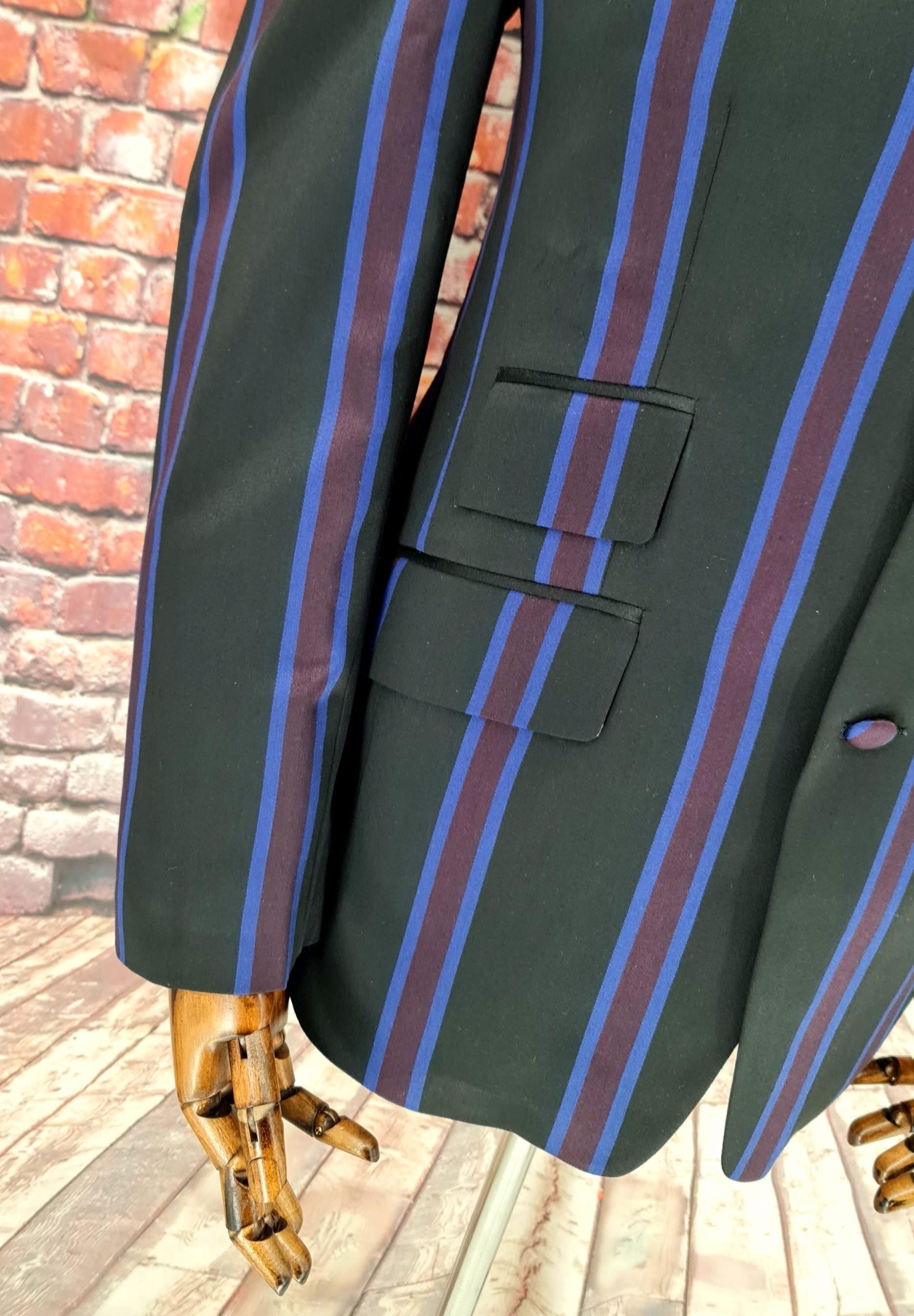 William - Black & Purple Striped Boater