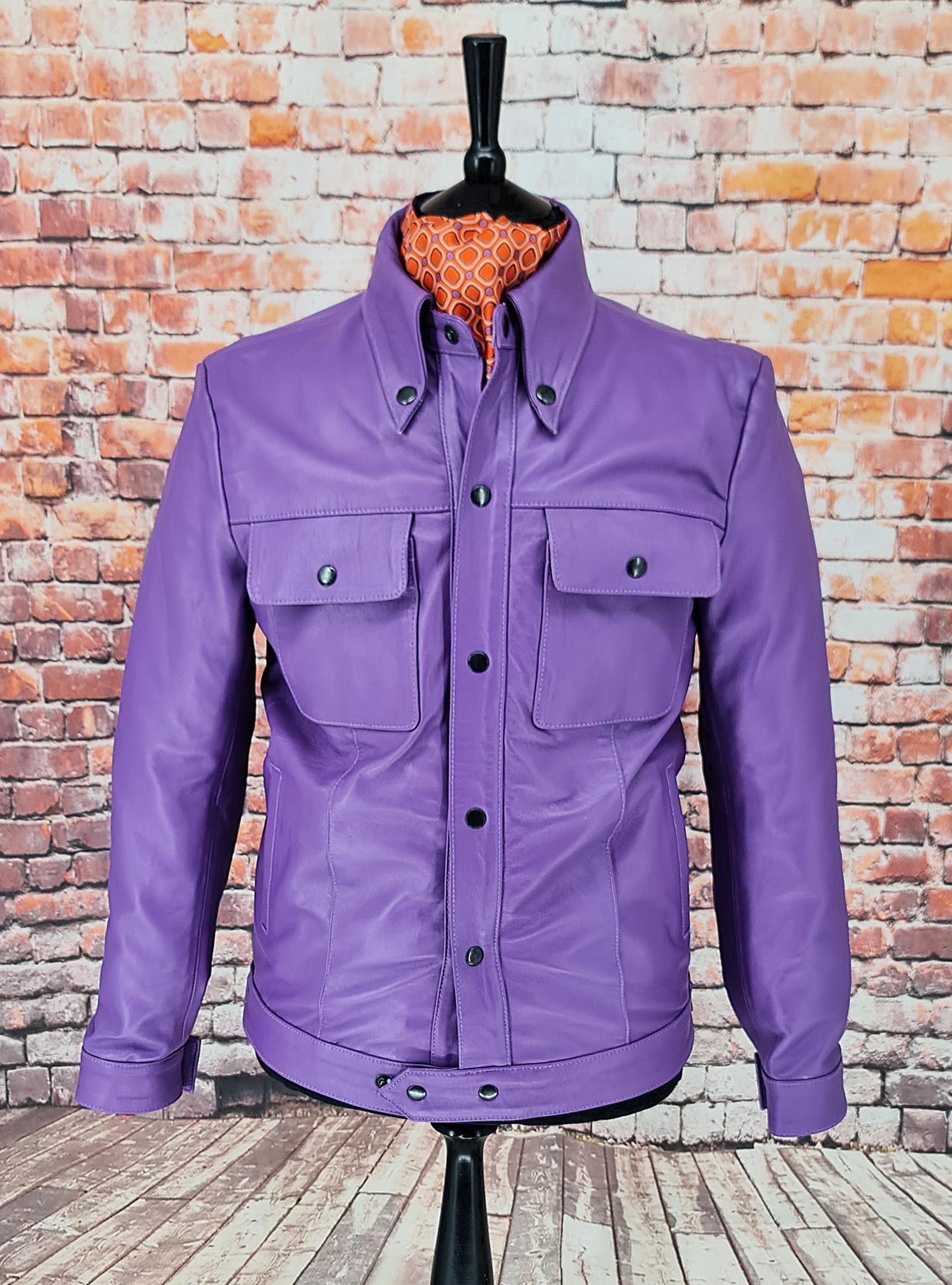 Grove - Violet Leather Trucker Jacket