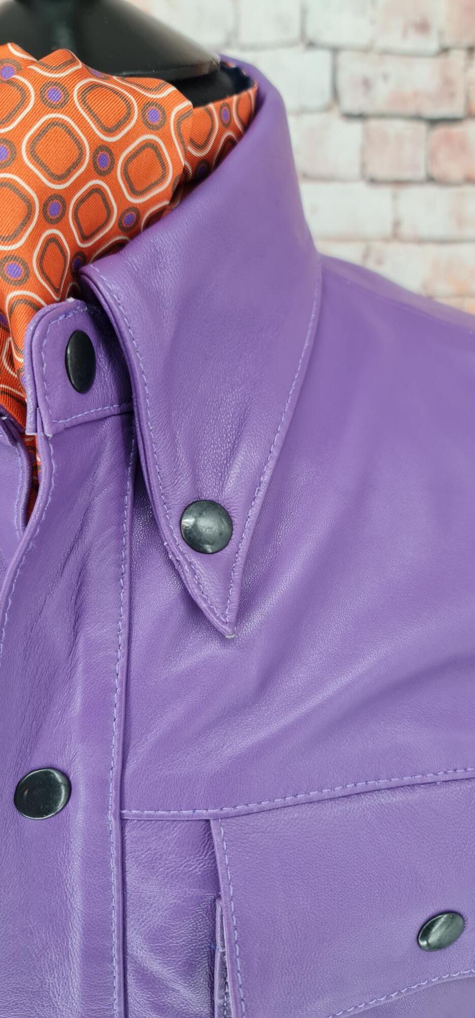 Grove - Violet Leather Trucker Jacket