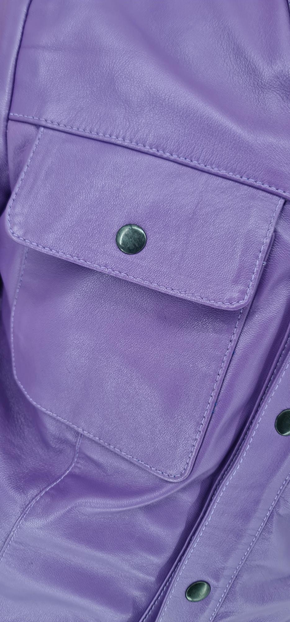 Grove - Violet Leather Trucker Jacket