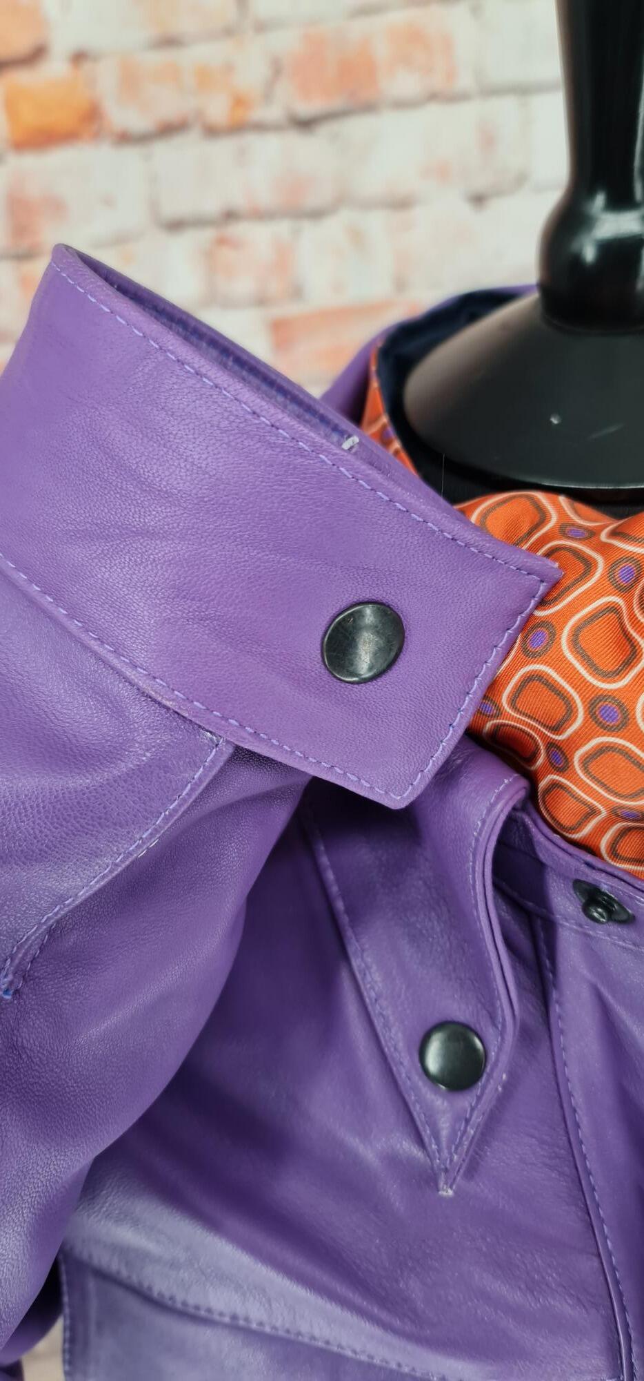 Grove - Violet Leather Trucker Jacket