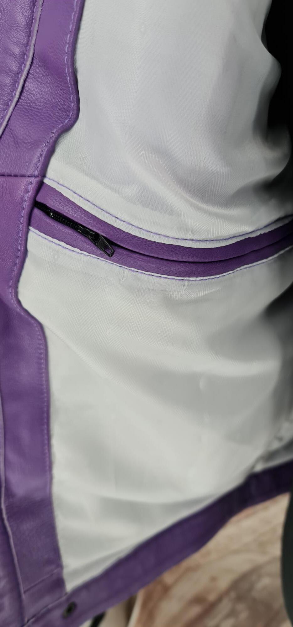 Grove - Violet Leather Trucker Jacket