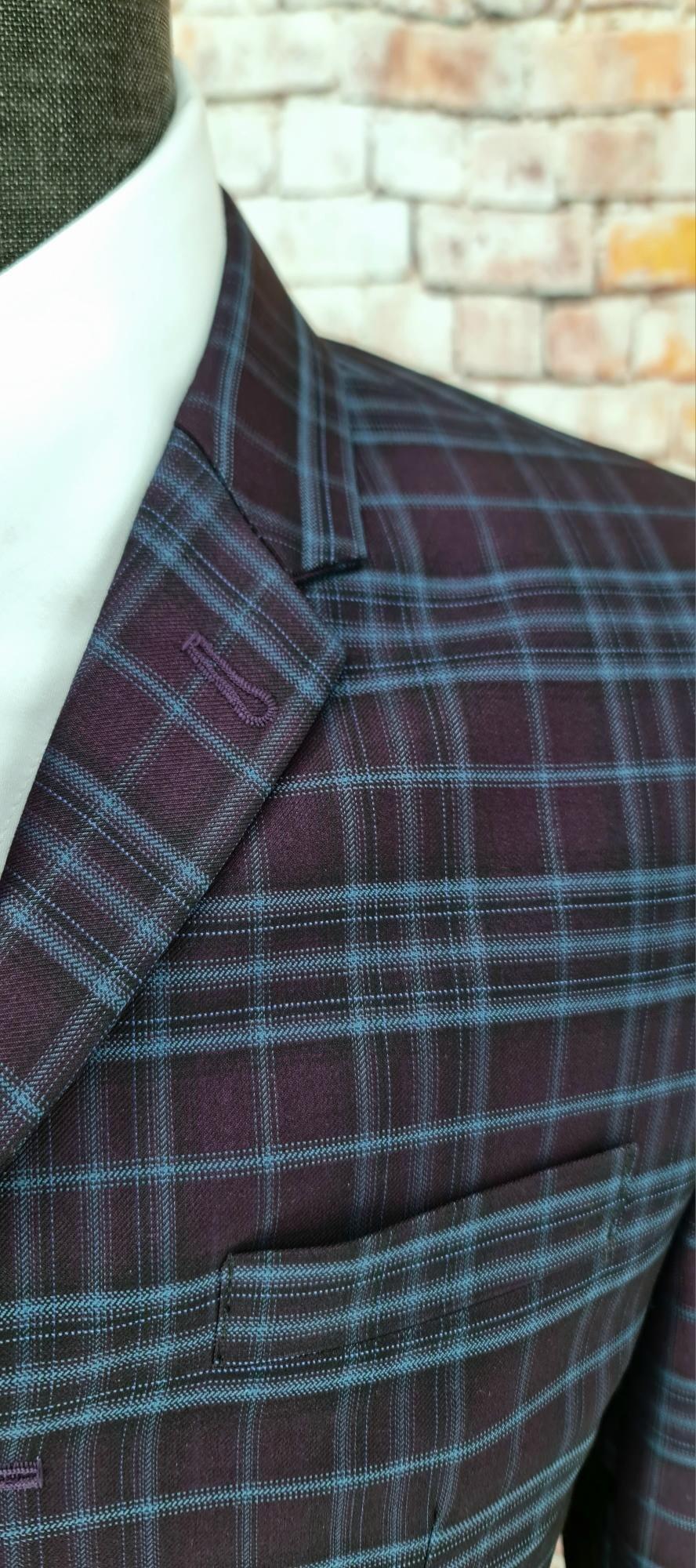 Newstead - Aubergine & Teal Checked Suit