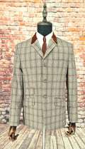 Crawley -  Brown Checked Suit With Velvet Collar