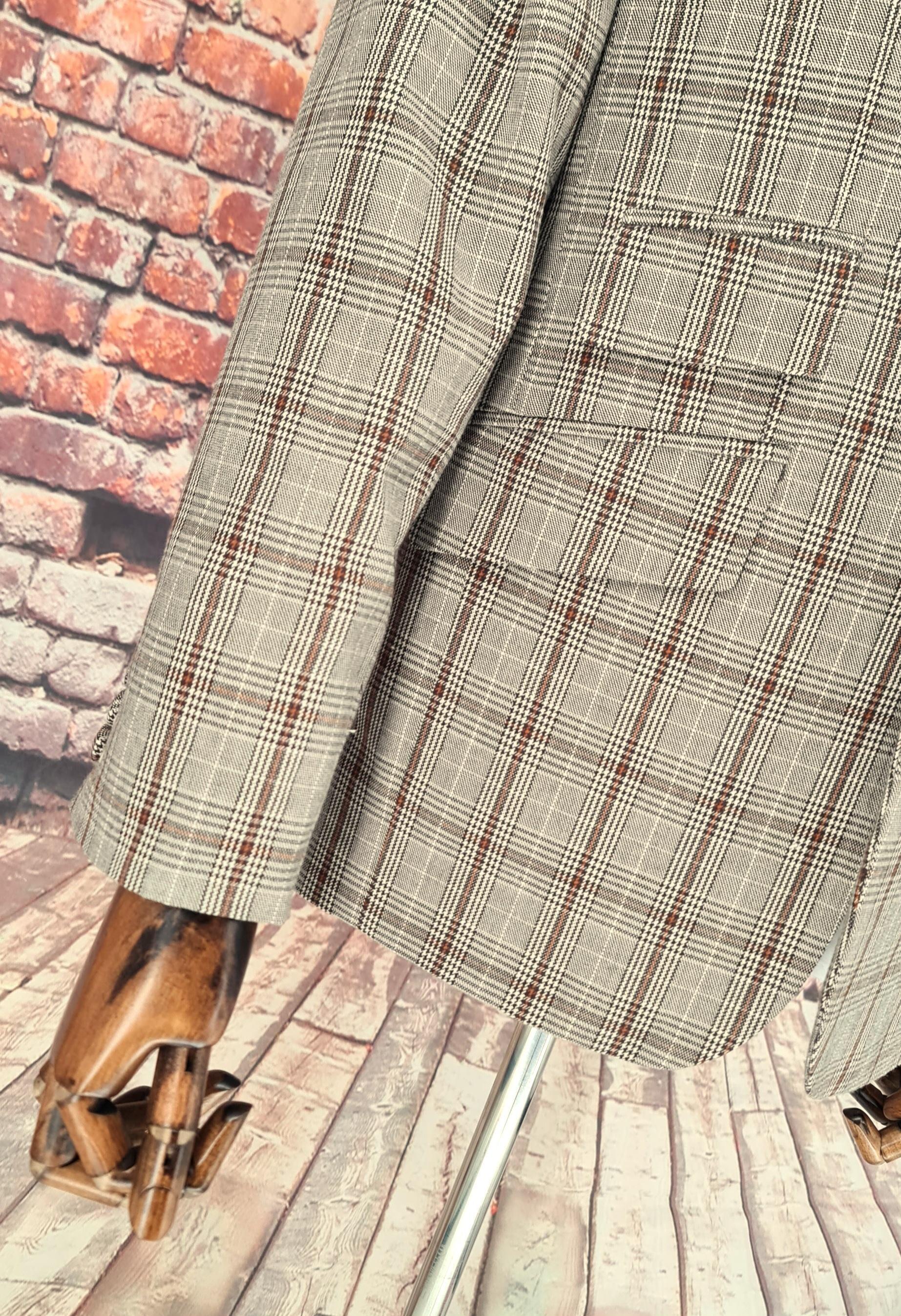 Crawley -  Brown Checked Suit With Velvet Collar