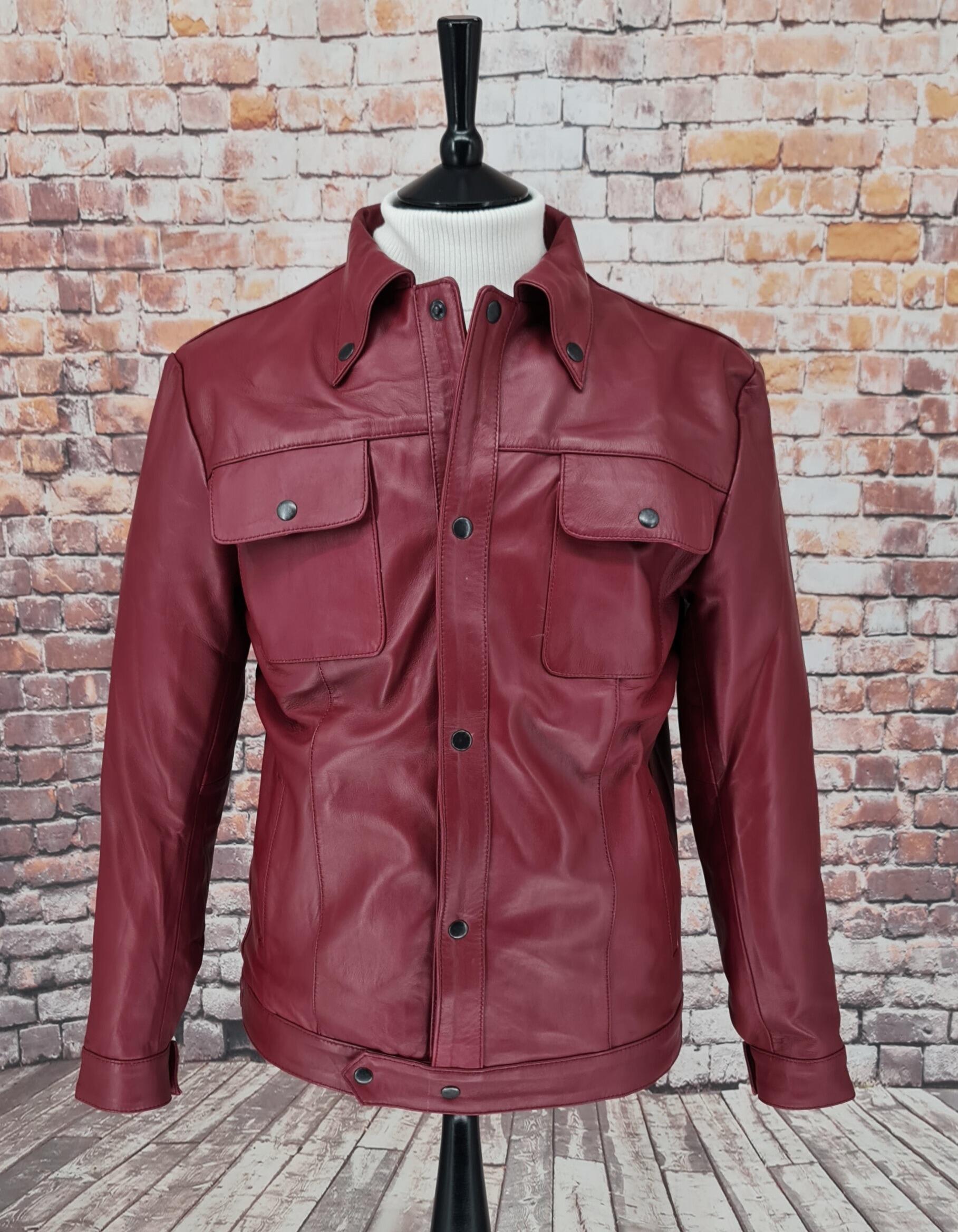 Grove - Rust Red Leather Trucker Jacket
