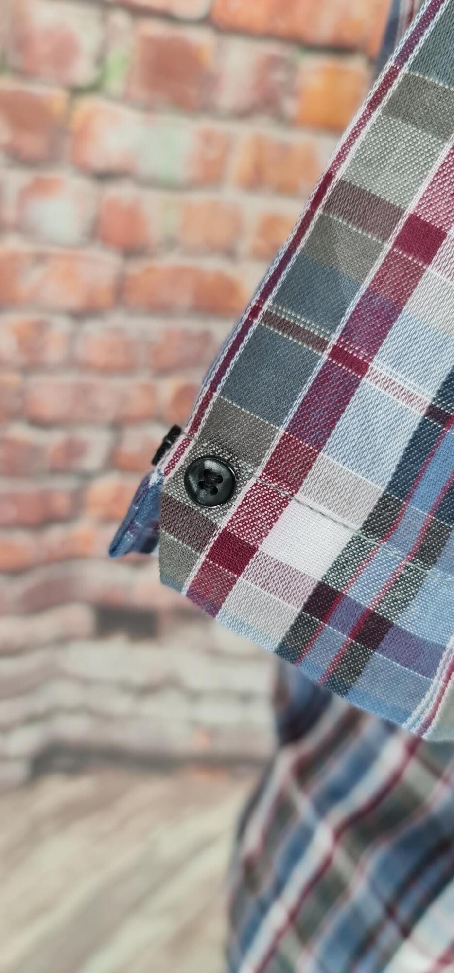 Delroy - Blue Grey Burgundy Checked Shirt