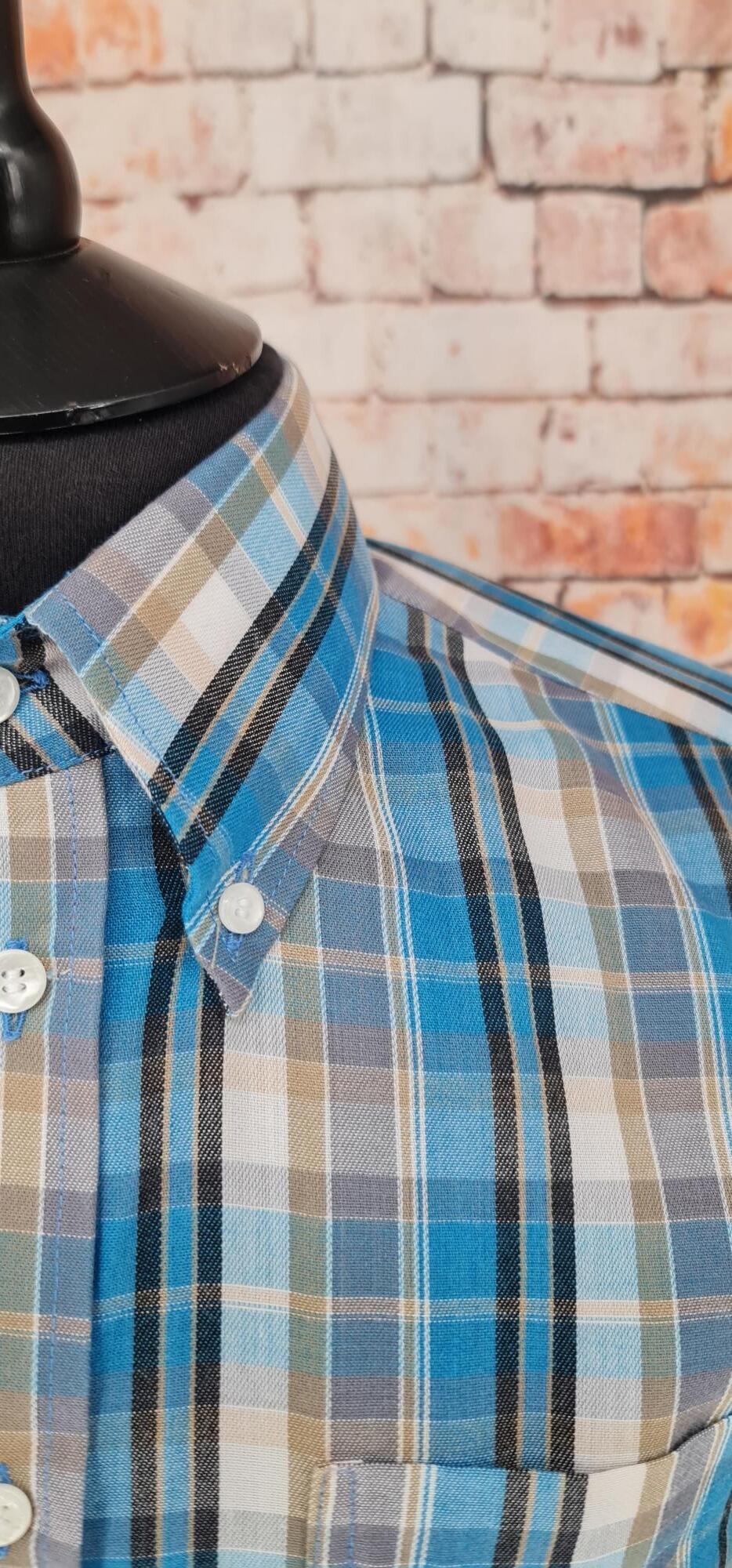 Patrick - Blue & Grey Check Short Sleeved Shirt