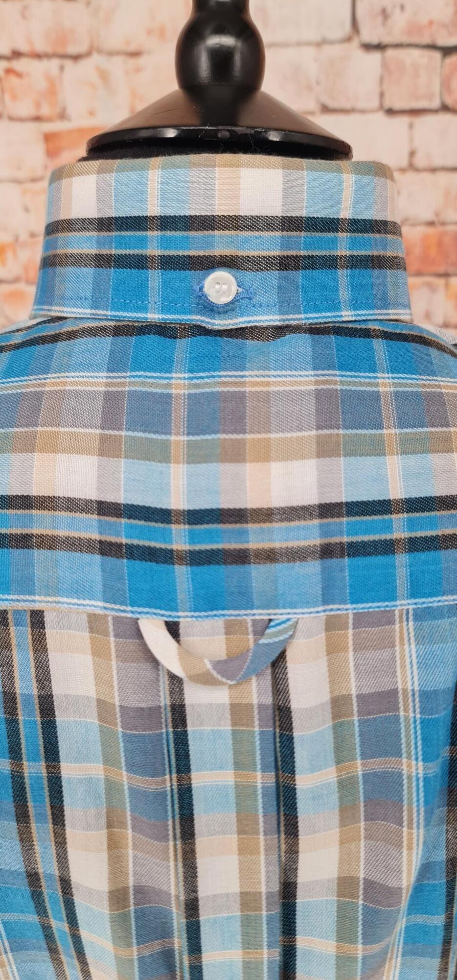 Patrick - Blue & Grey Check Short Sleeved Shirt