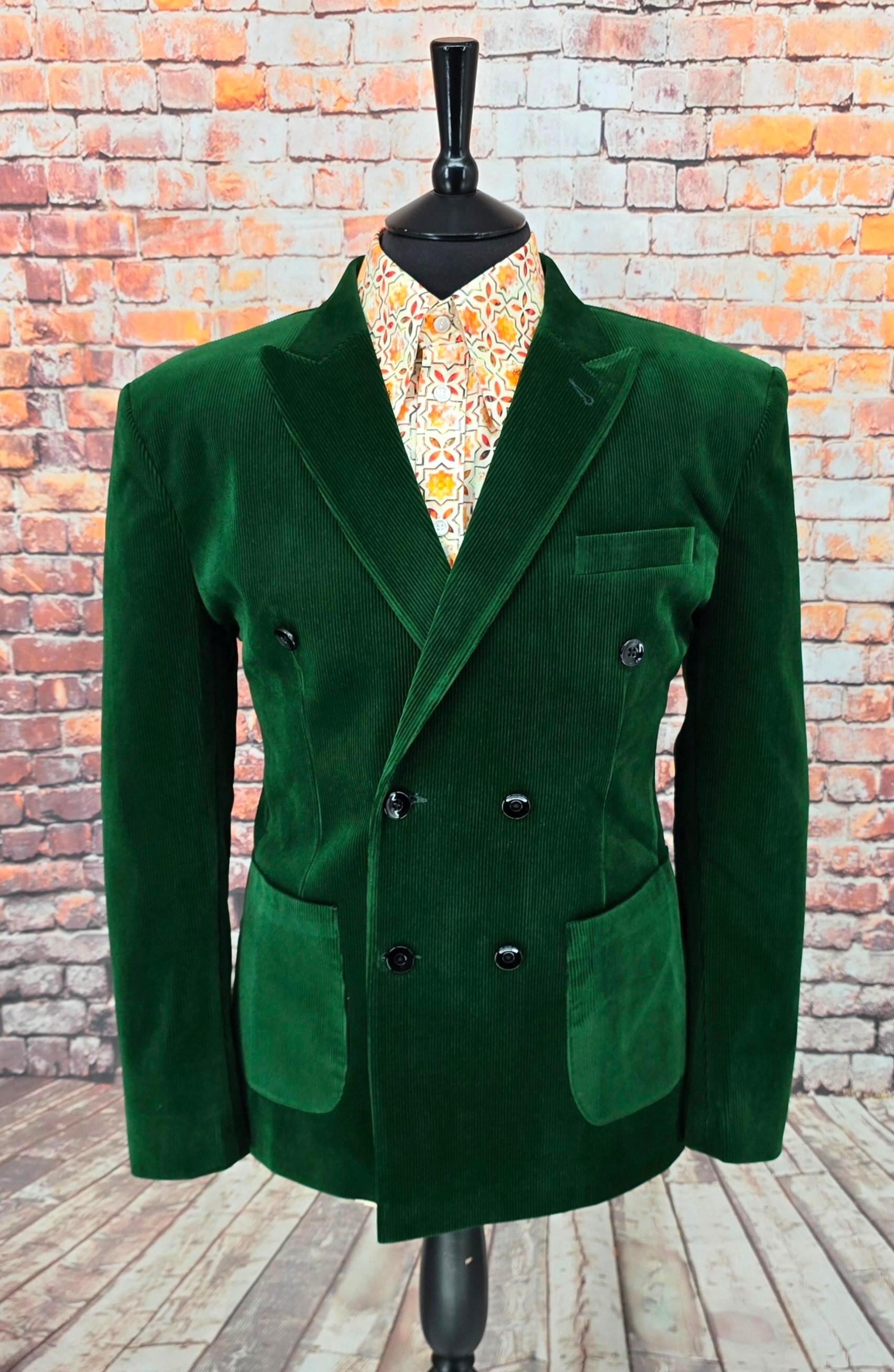 Chatsworth - Deep Green Double Breasted Velvet Corduroy Jacket