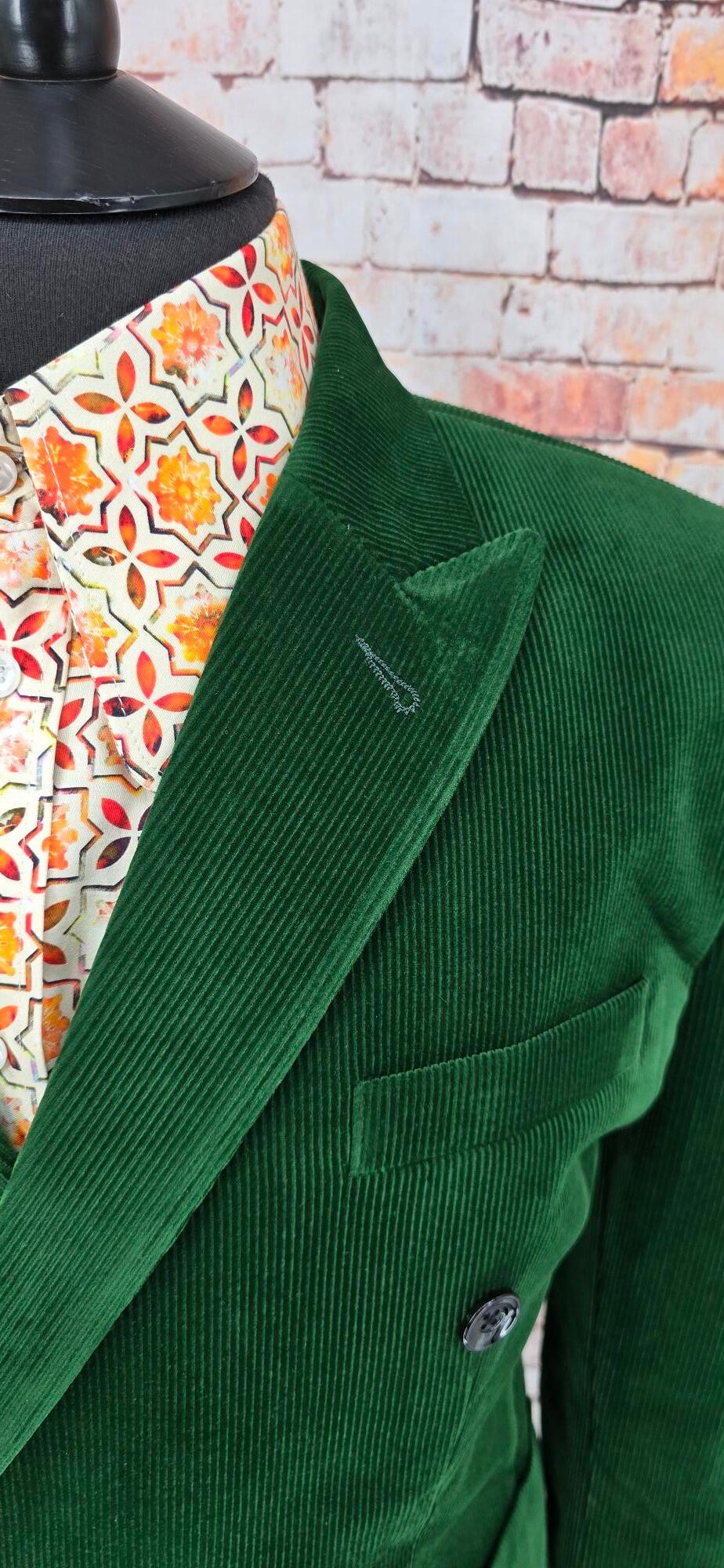 Chatsworth - Deep Green Double Breasted Velvet Corduroy Jacket