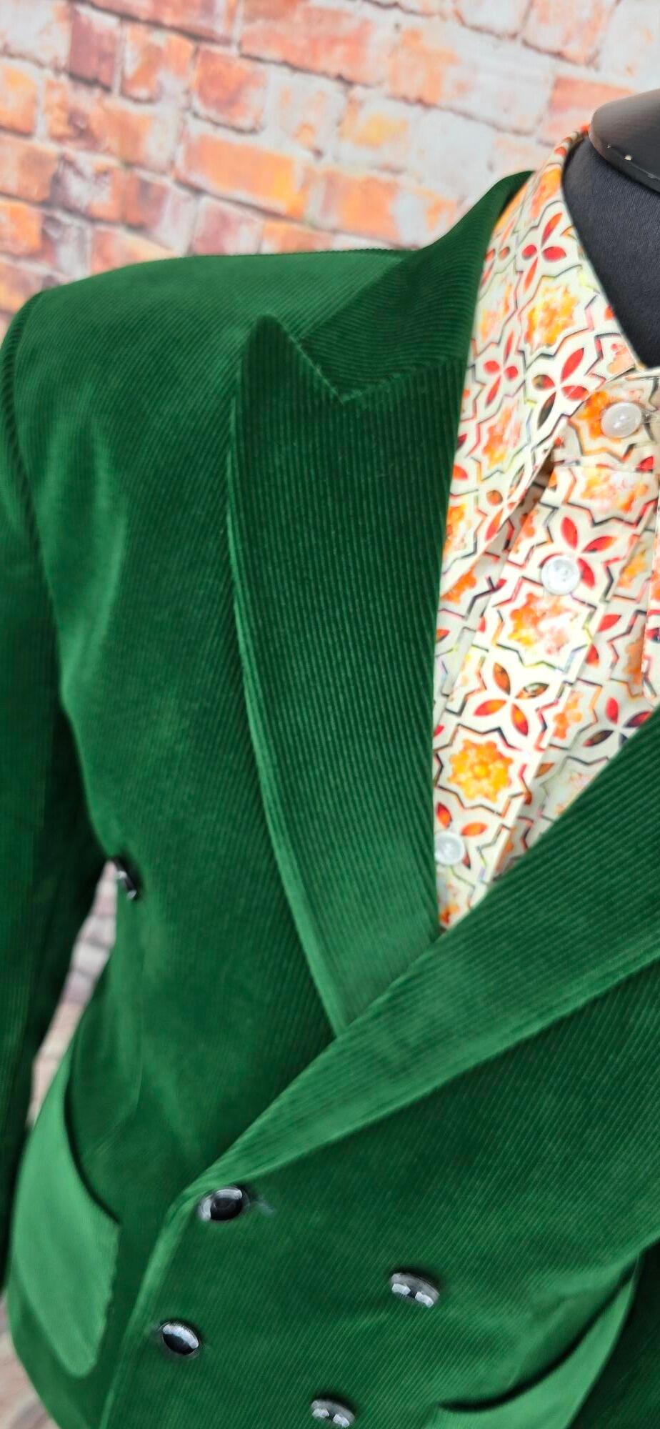 Chatsworth - Deep Green Double Breasted Velvet Corduroy Jacket