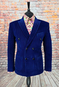 Belton - Deep Royal Blue Double Breasted Velvet Corduroy Jacket
