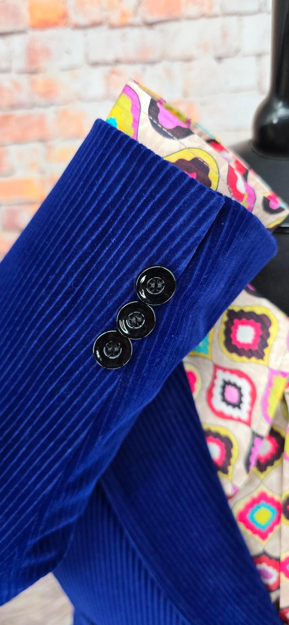 Belton - Deep Royal Blue Double Breasted Velvet Corduroy Jacket