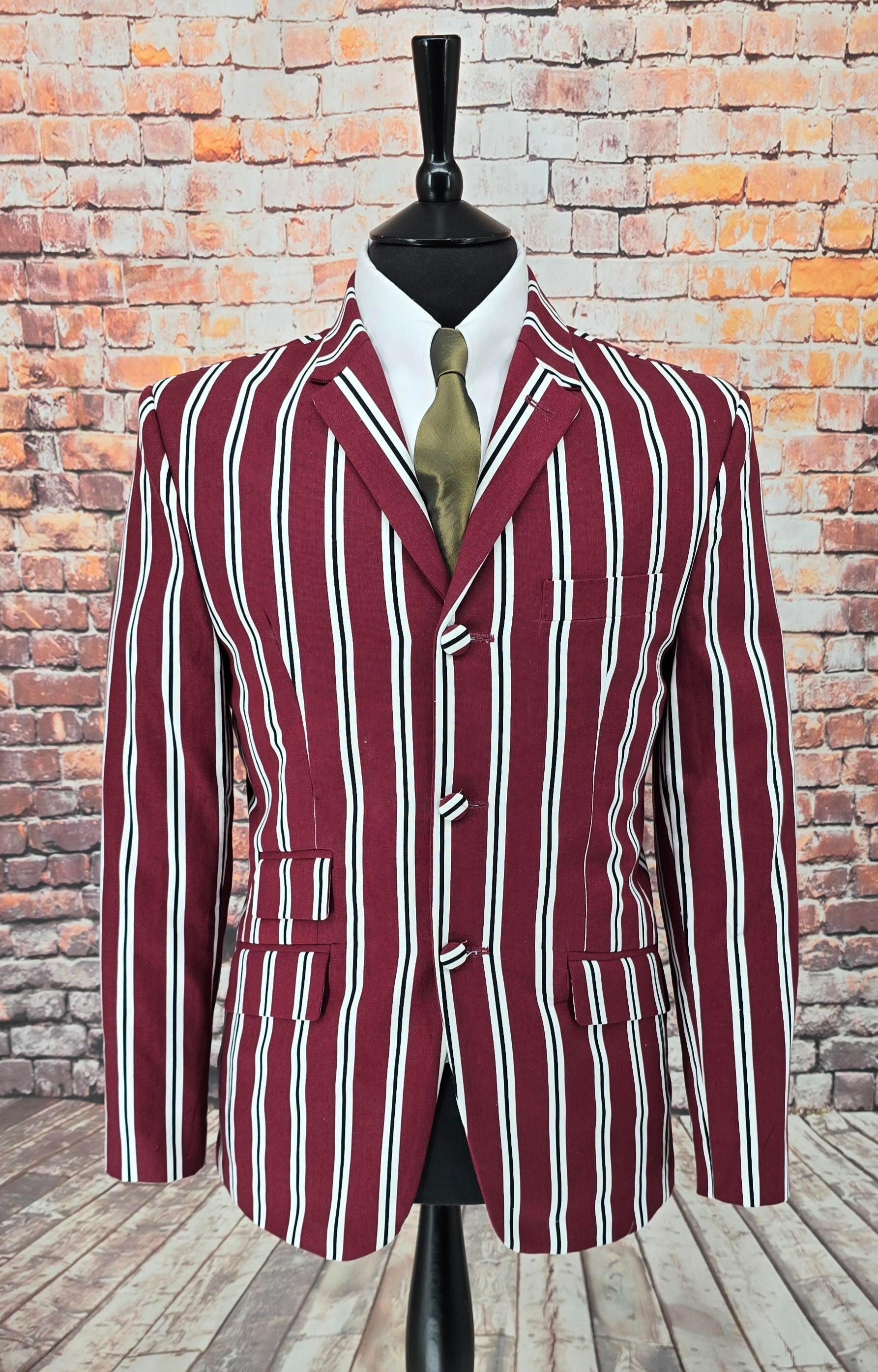 Anderson - Washed Burgundy Striped Boating Blazer