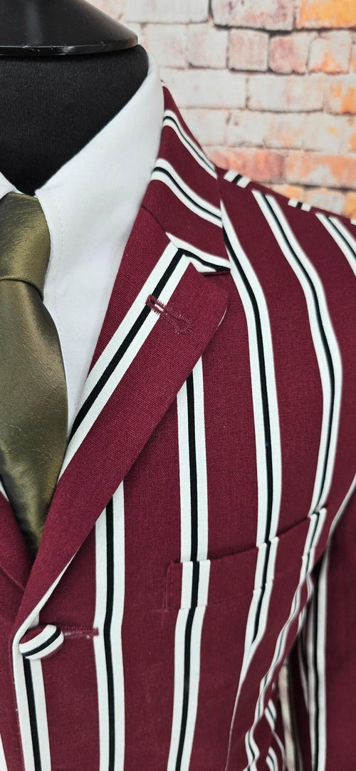 Anderson - Washed Burgundy Striped Boating Blazer