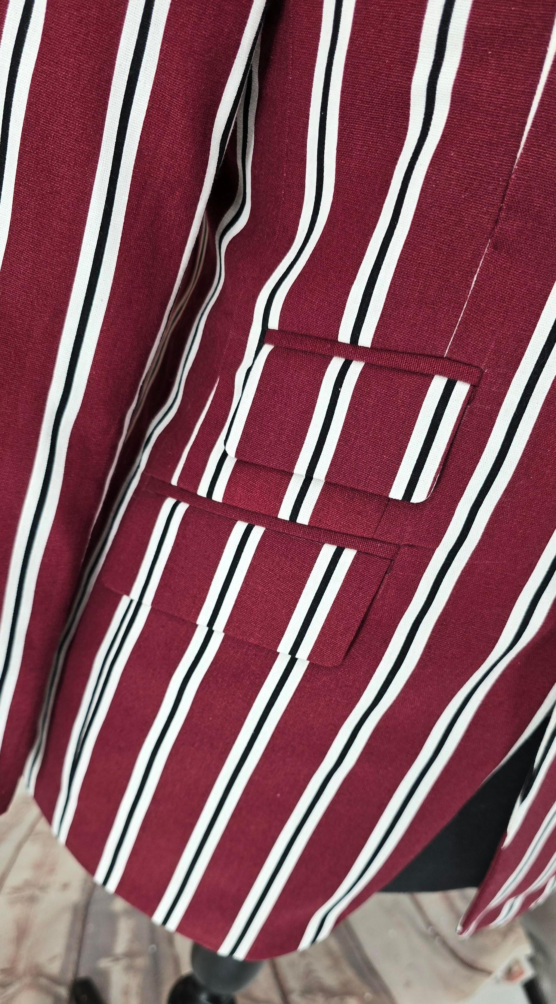 Anderson - Washed Burgundy Striped Boating Blazer