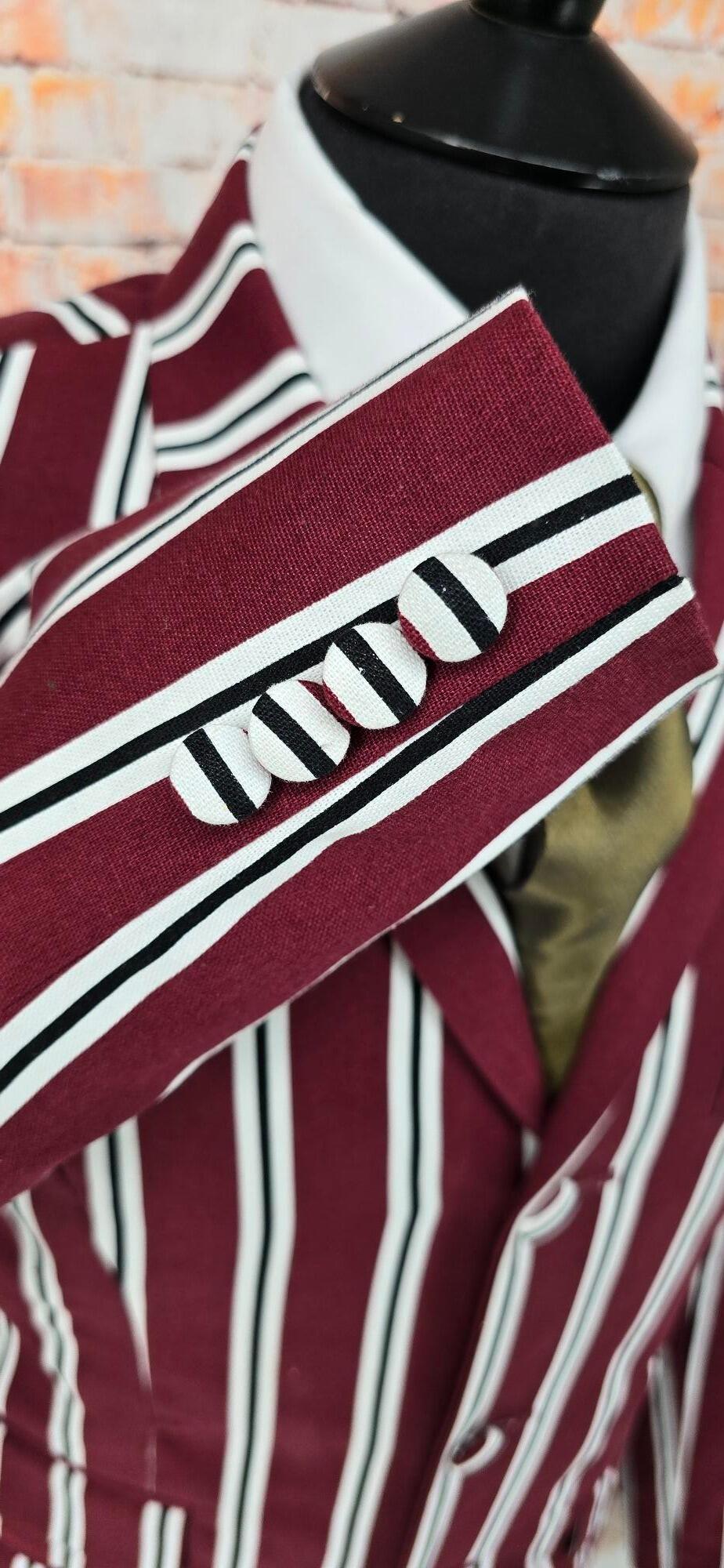 Anderson - Washed Burgundy Striped Boating Blazer