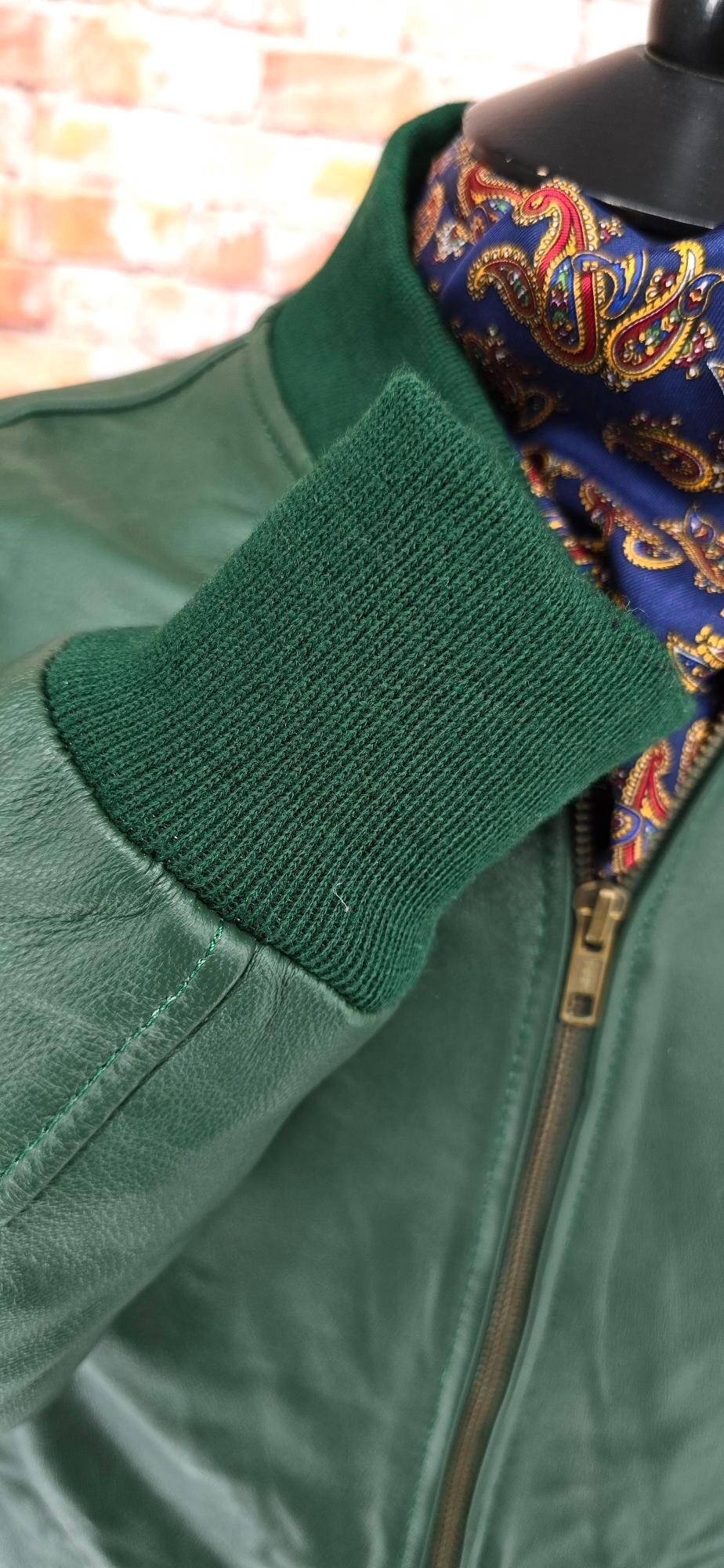 Trent -  Green Leather Harrington Style Jacket
