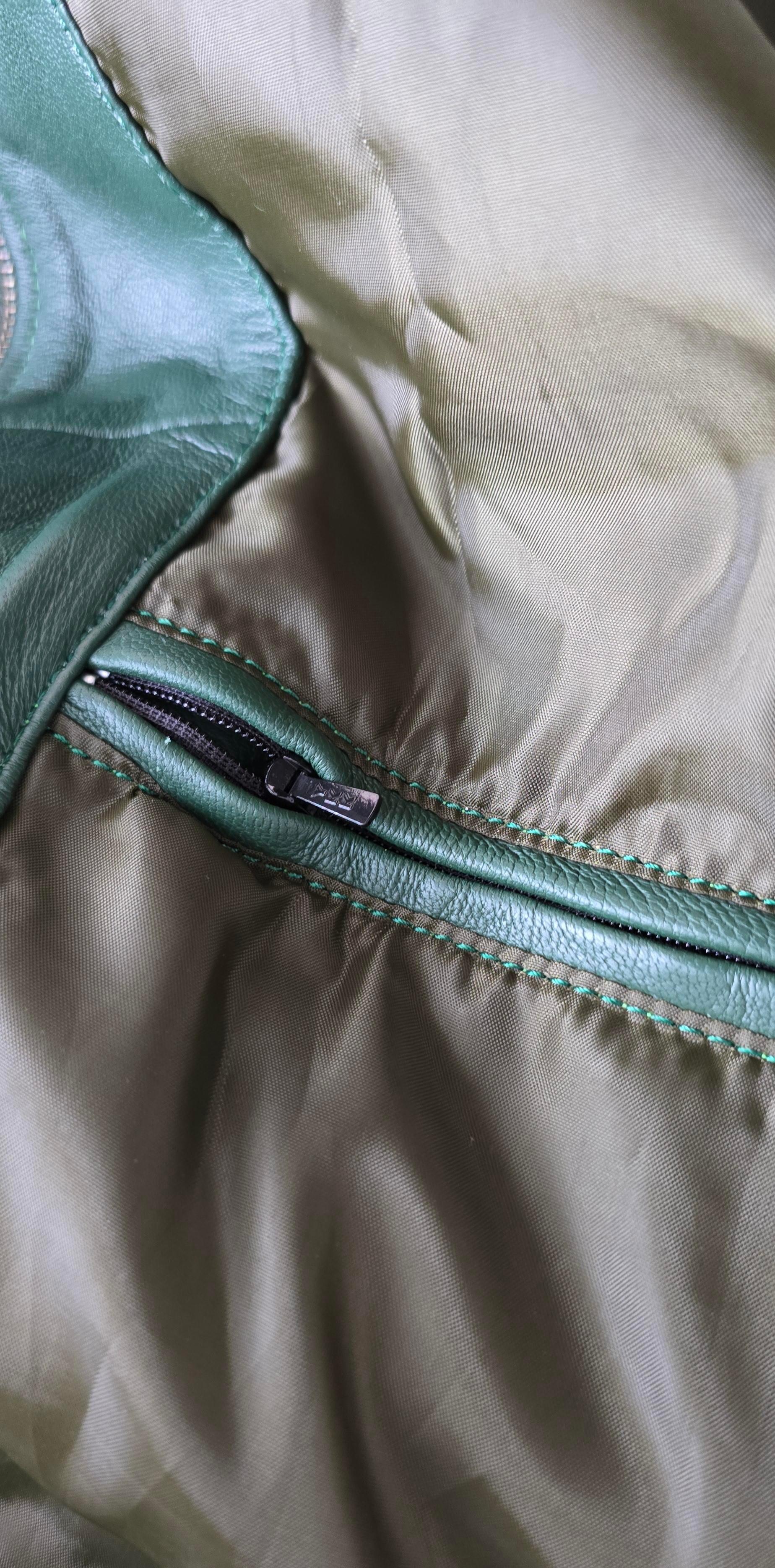 Trent -  Green Leather Harrington Style Jacket