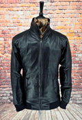 Brodan - Black Leather Harrington Jacket