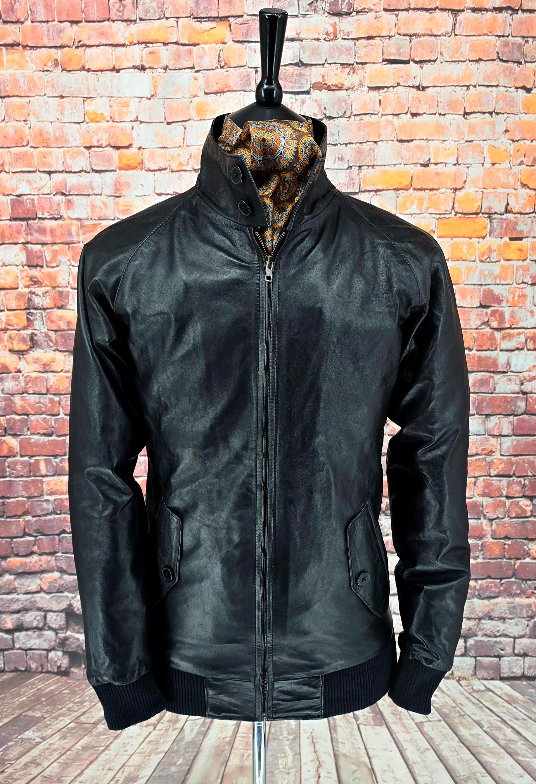 Brodan - Black Leather Harrington Jacket