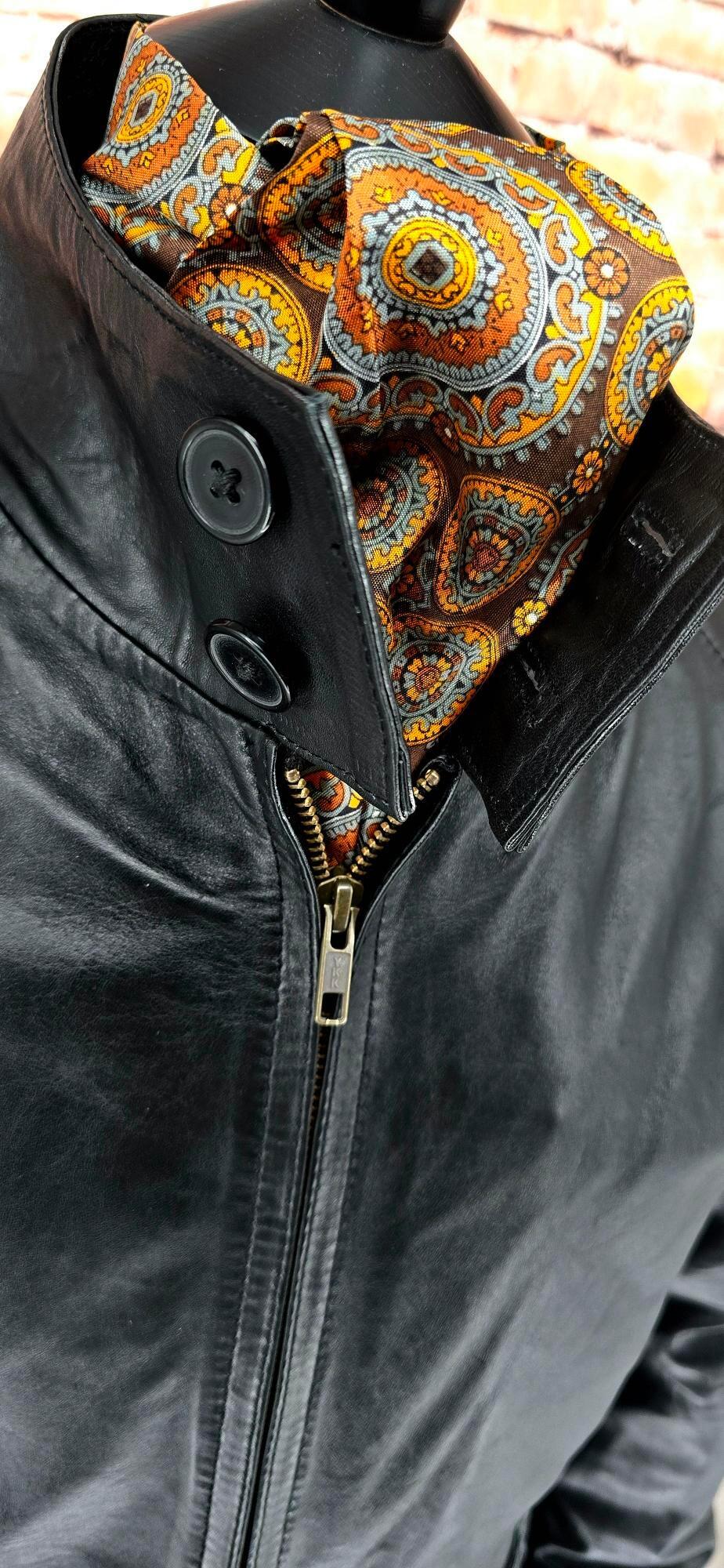 Brodan - Black Leather Harrington Jacket