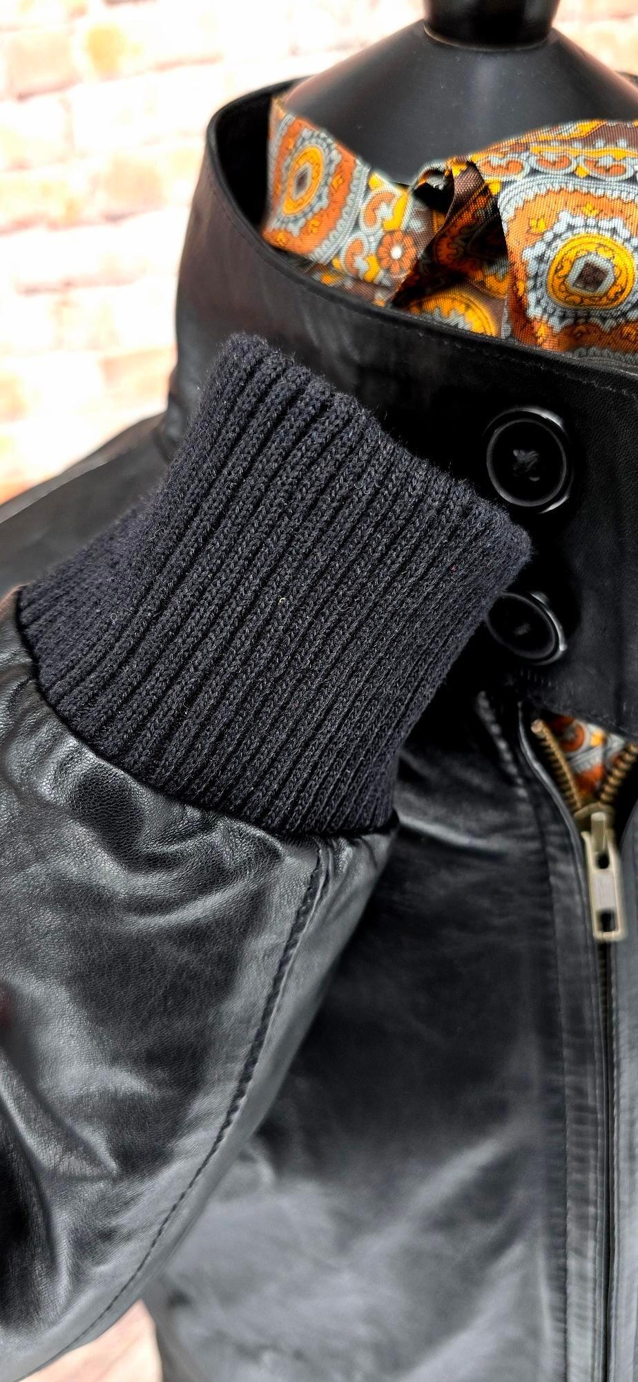 Brodan - Black Leather Harrington Jacket