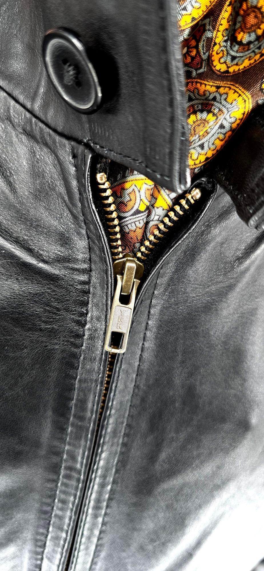 Brodan - Black Leather Harrington Jacket