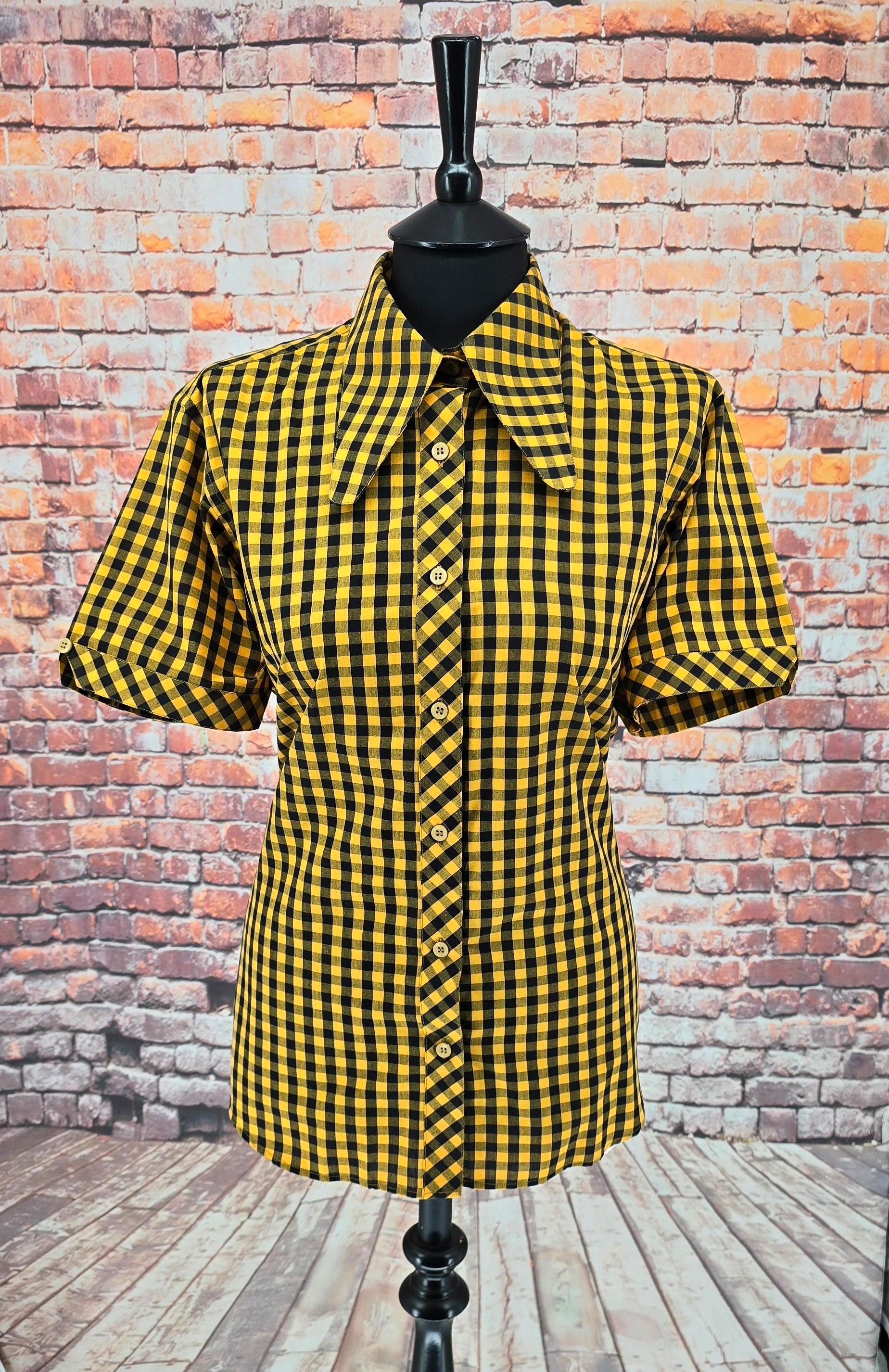 Stella - Women's Black & Gold Beagle Collar Shirt
