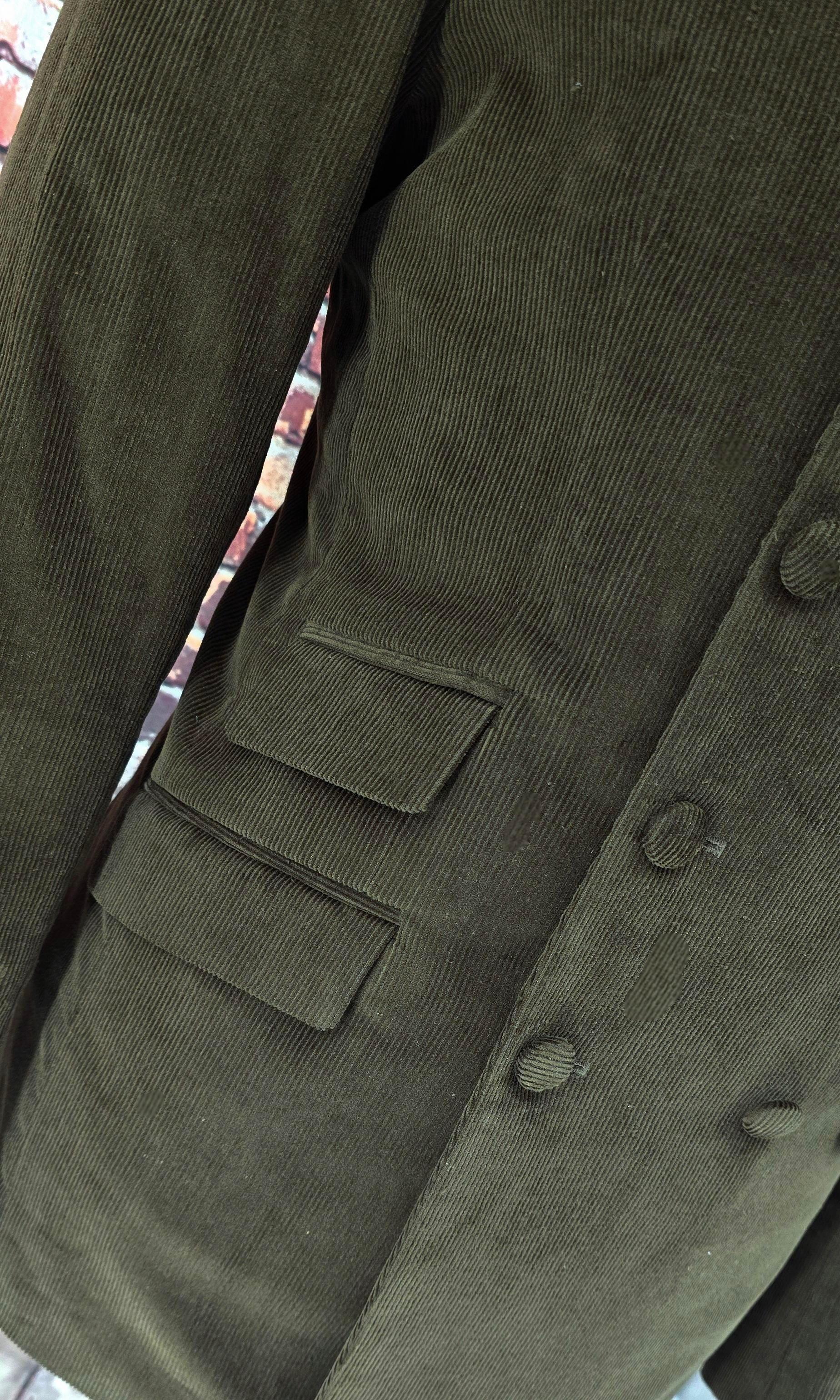 Bacchus -  Olive Double Breasted Corduroy Jacket