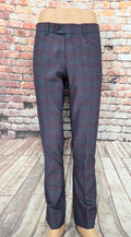 Burgundy & Grey Checked Trousers