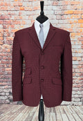 Colin - Dark Red Dogtooth Check 3 Button Suit