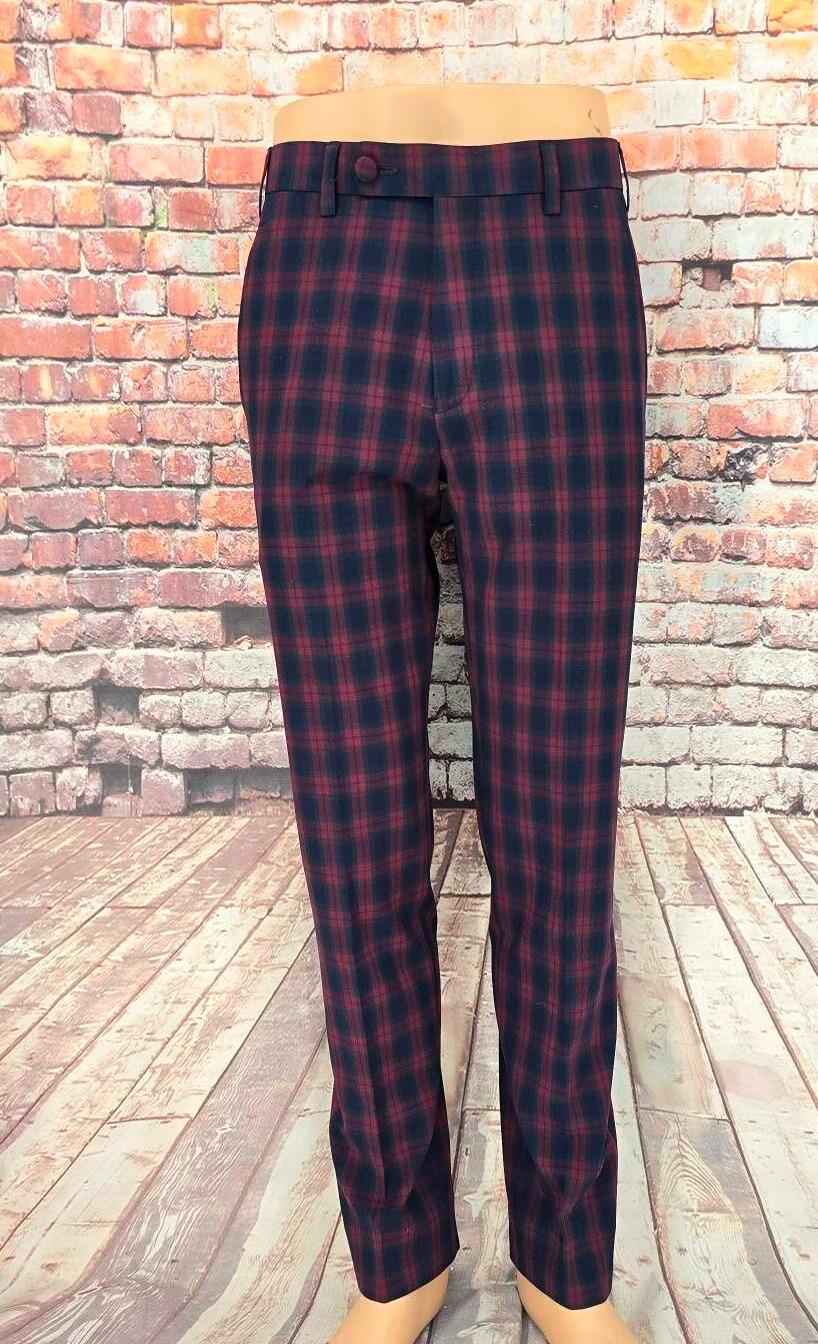 Matteo - Dark Red & Navy Check 3 Button Suit