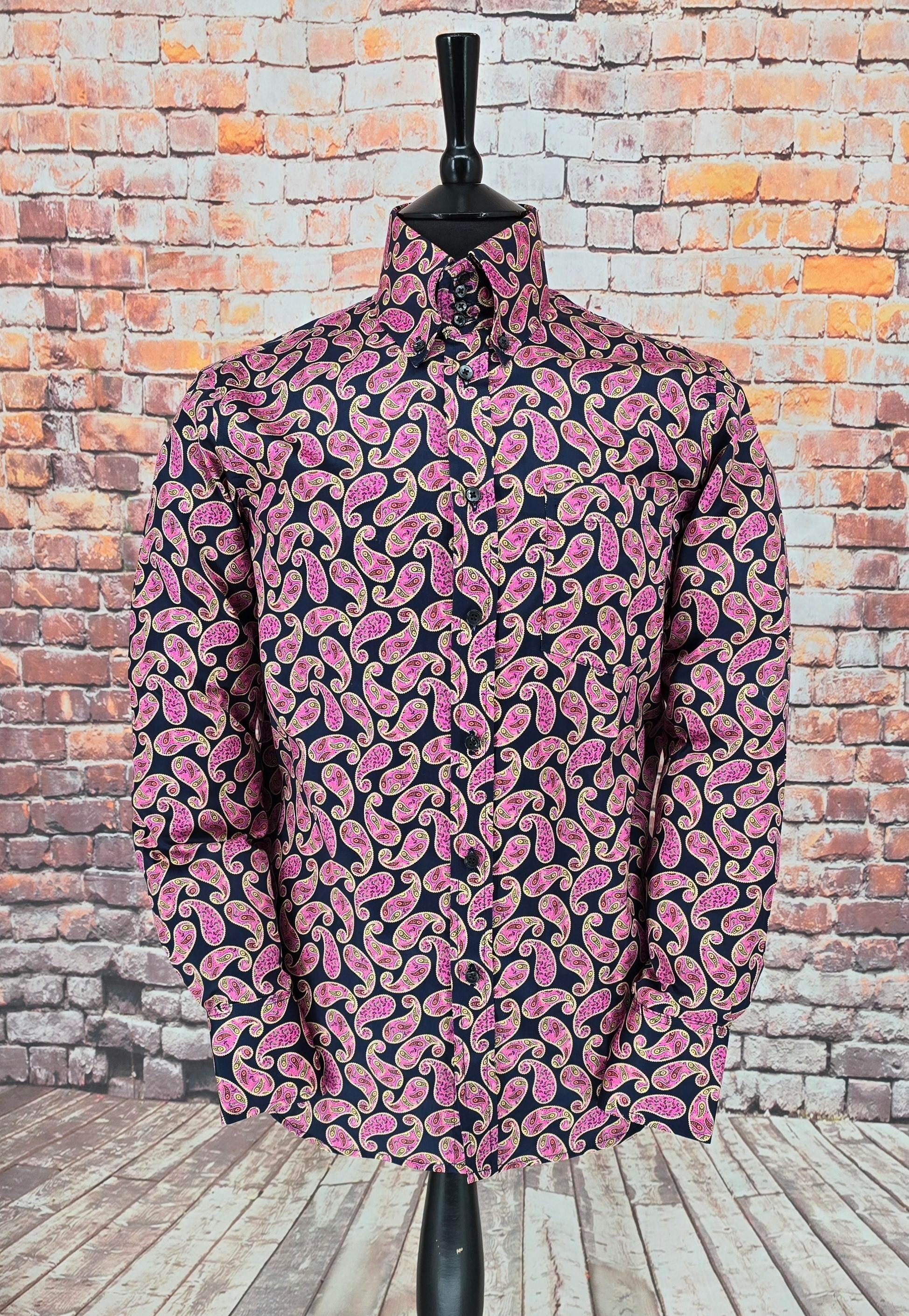 Clive - Luxurious Pink & Black Paisley Cotton Shirt