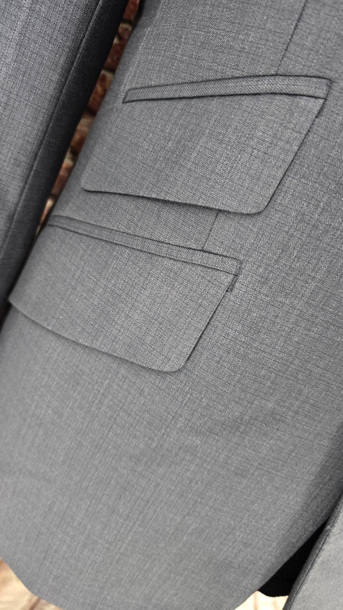 McCartney - Grey Suit With Black Velvet Collar.