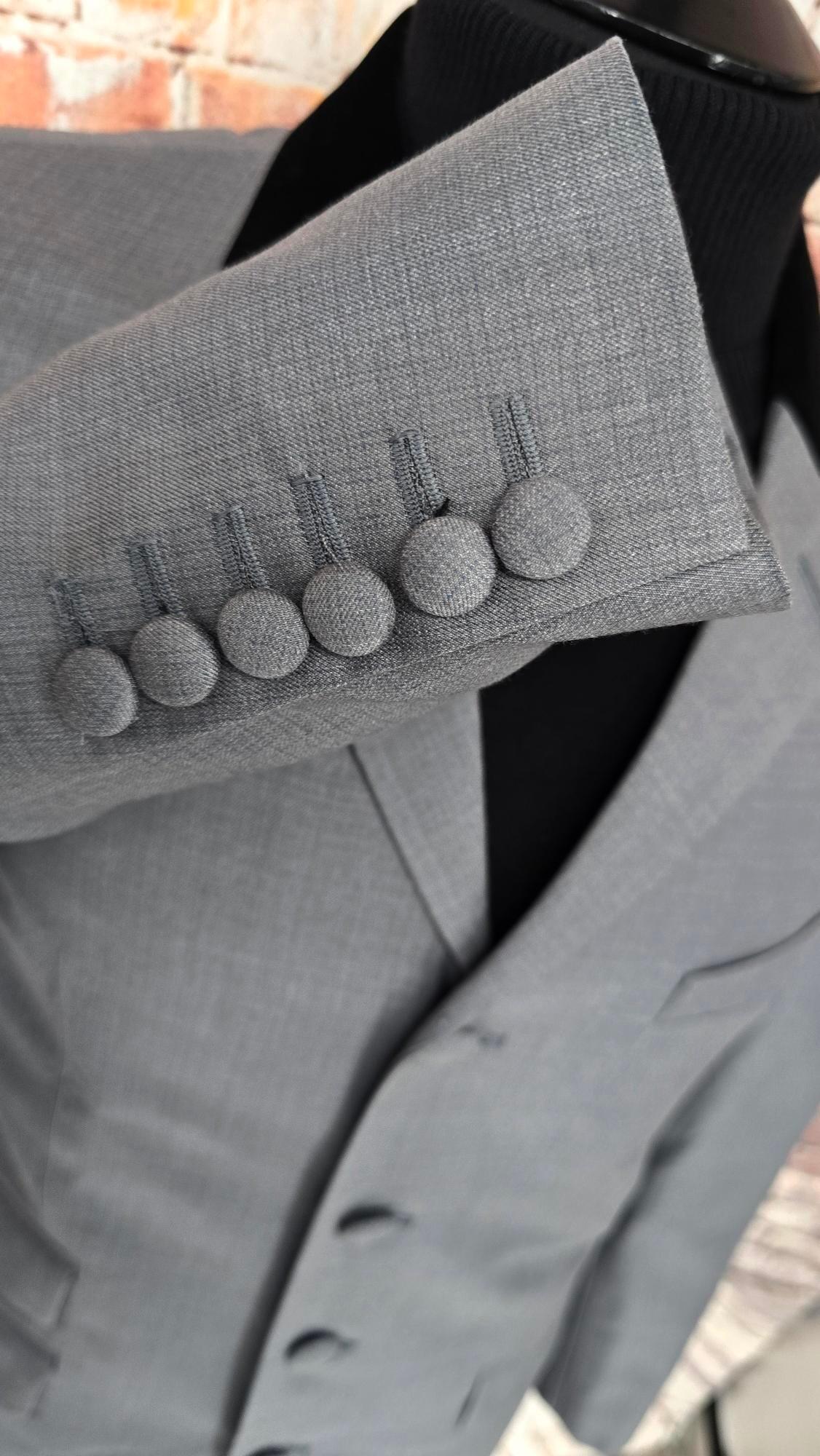 McCartney - Grey Suit With Black Velvet Collar.