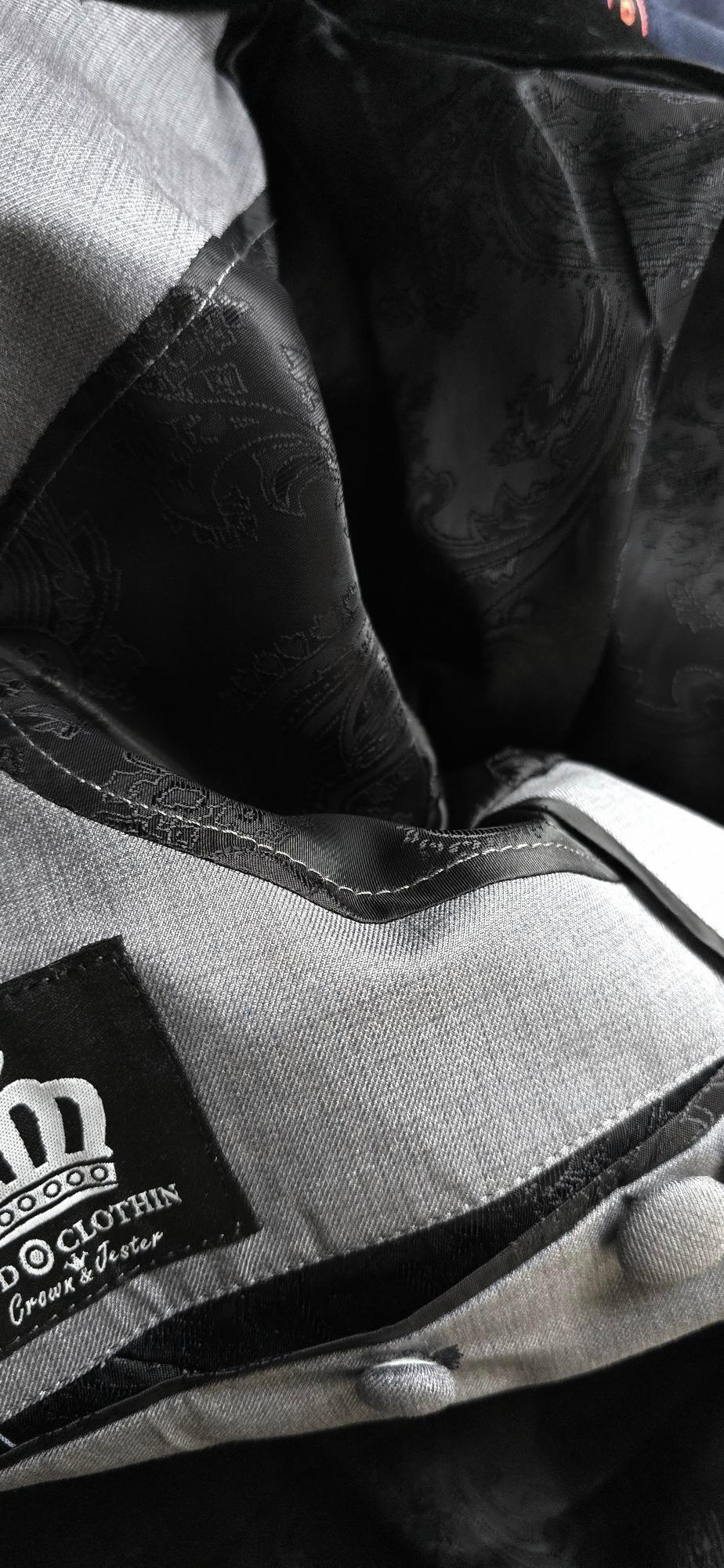 McCartney - Grey Suit With Black Velvet Collar.