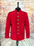 "Brigadier" Crimson Red Velvet Military Style Dress Jacket