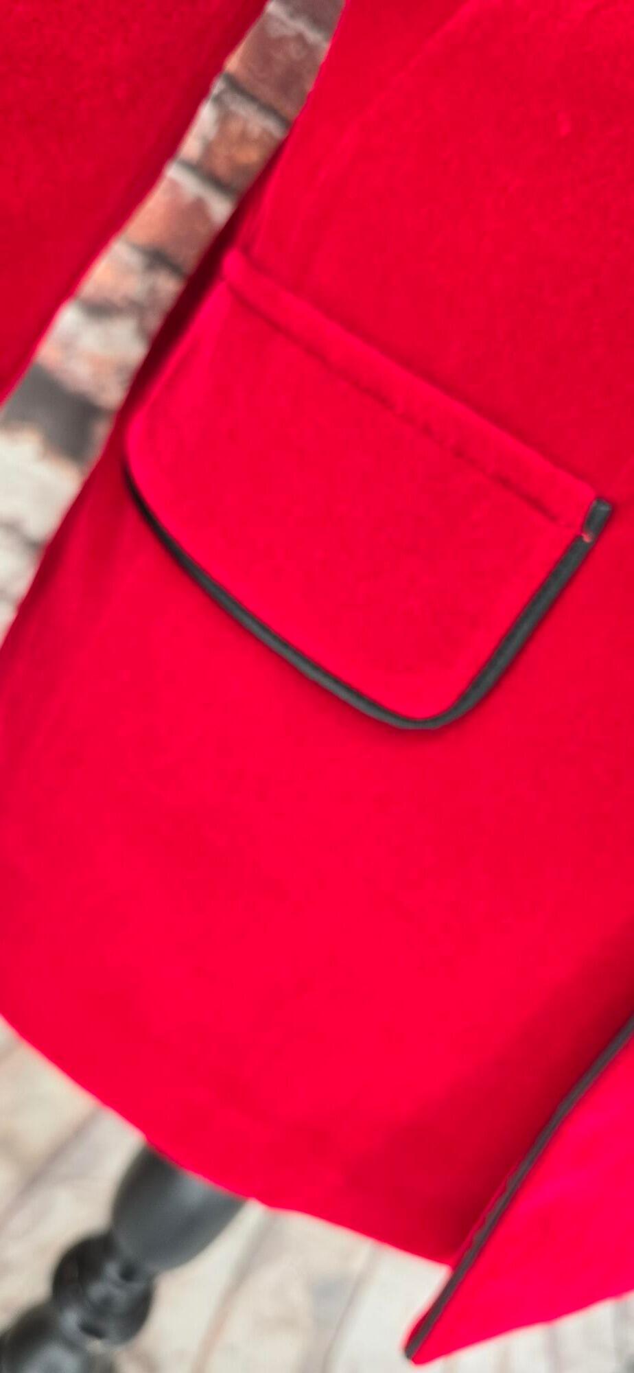 "Brigadier" Crimson Red Velvet Military Style Dress Jacket