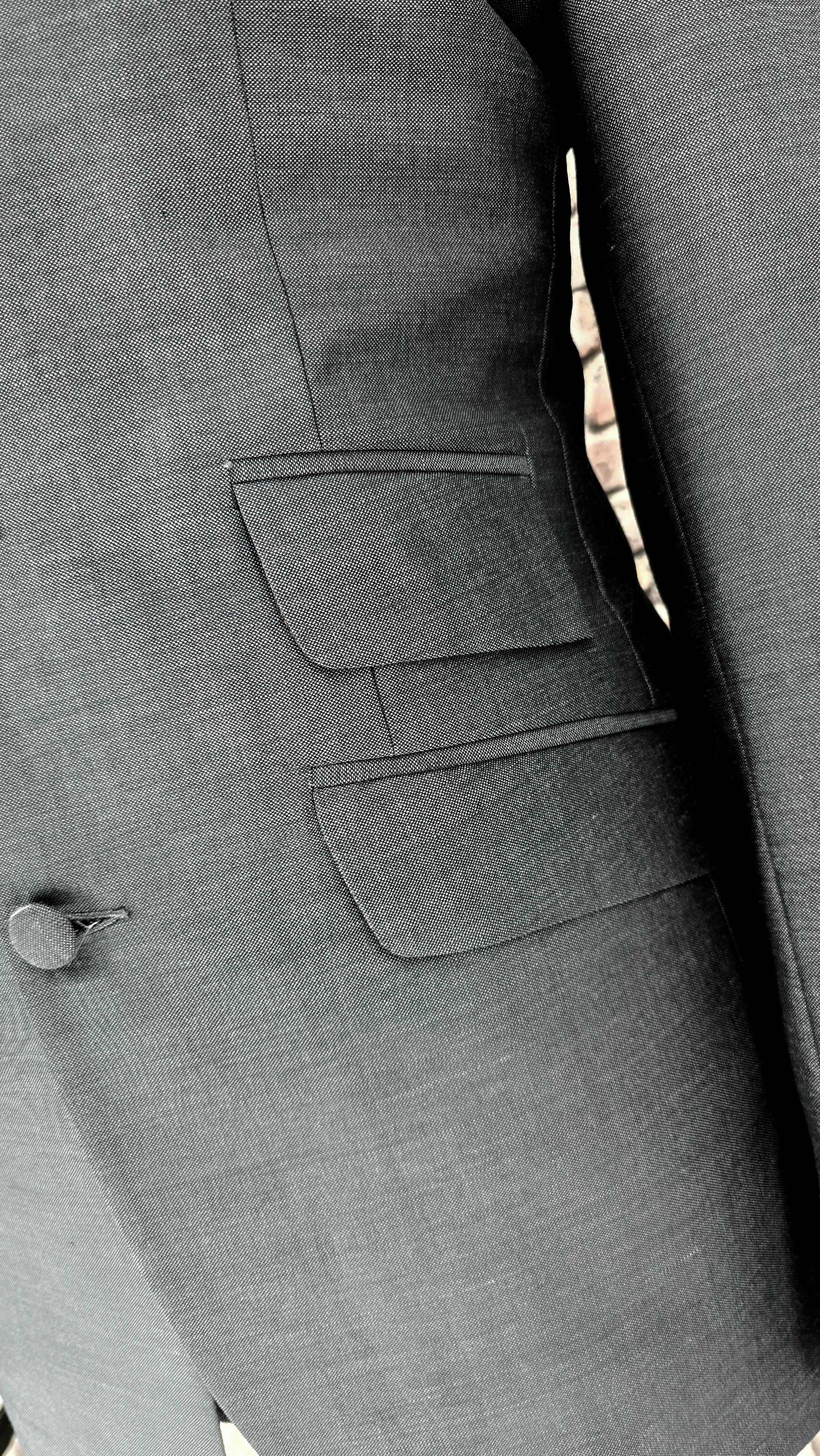 Lindell - Silver & Black Mohair Two-Tone Suit With Black Velvet Collar