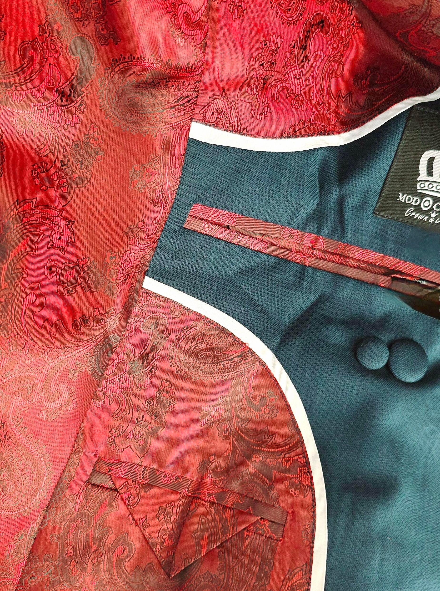 Mervin - Dark Teal Suit With Velvet Collar