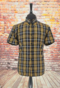 Bevin - Brown & Yellow Checked Short Sleeved Shirt