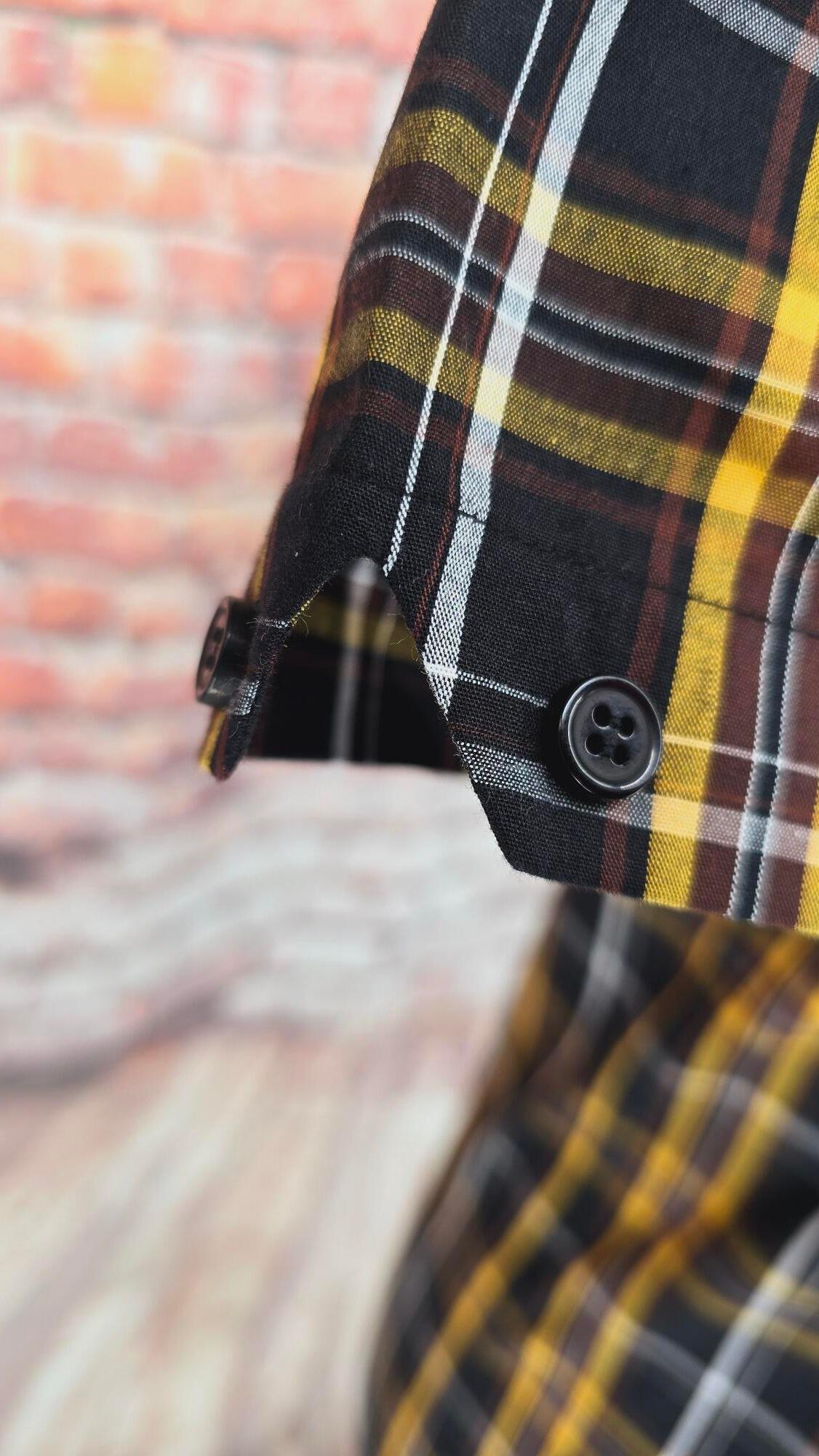 Bevin - Brown & Yellow Checked Short Sleeved Shirt