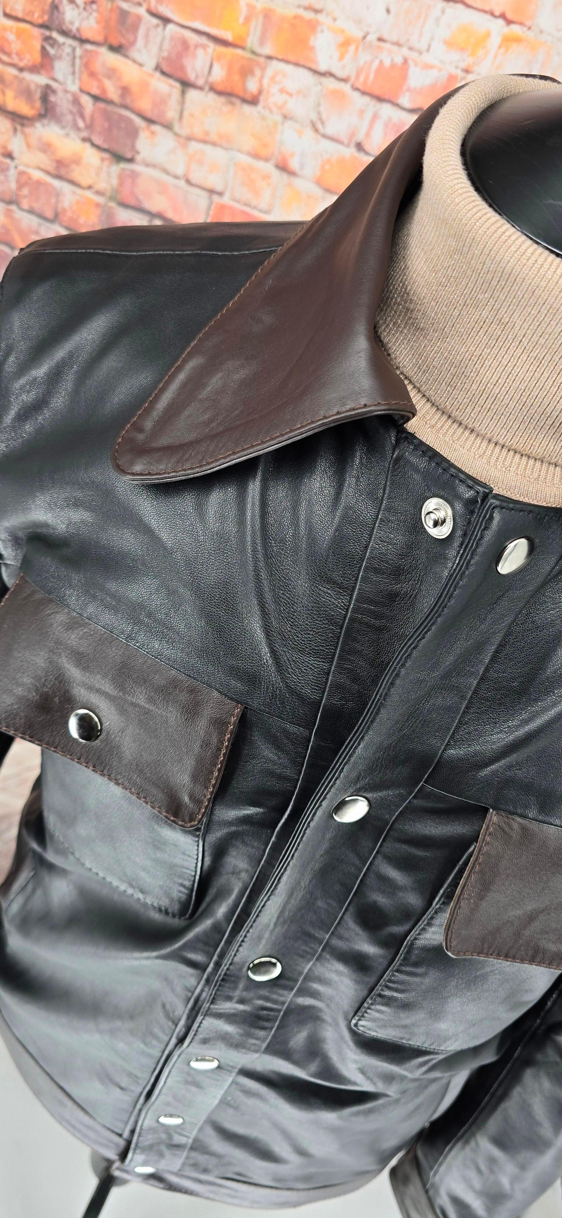 Donny - Black & Brown 70's Vintage Look Leather Jacket