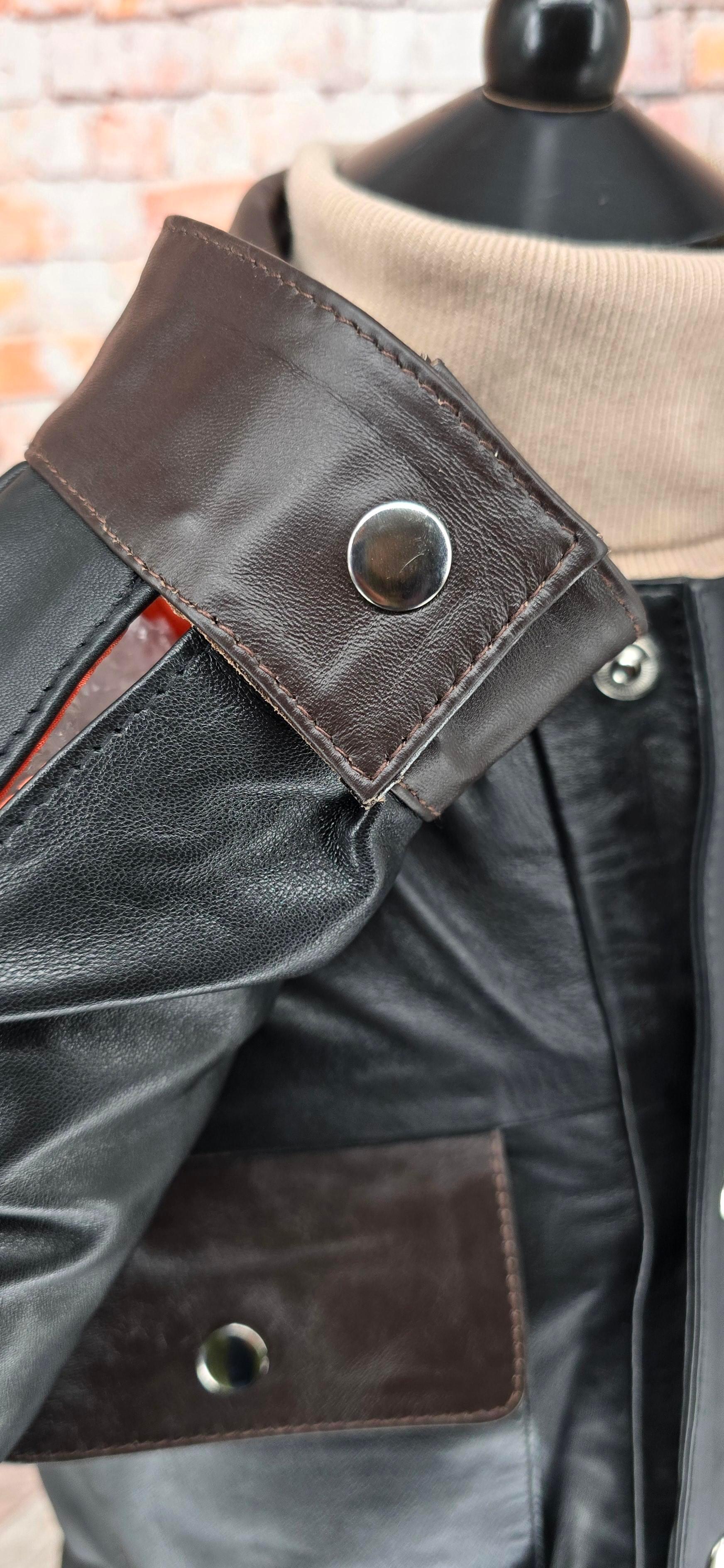 Donny - Black & Brown 70's Vintage Look Leather Jacket