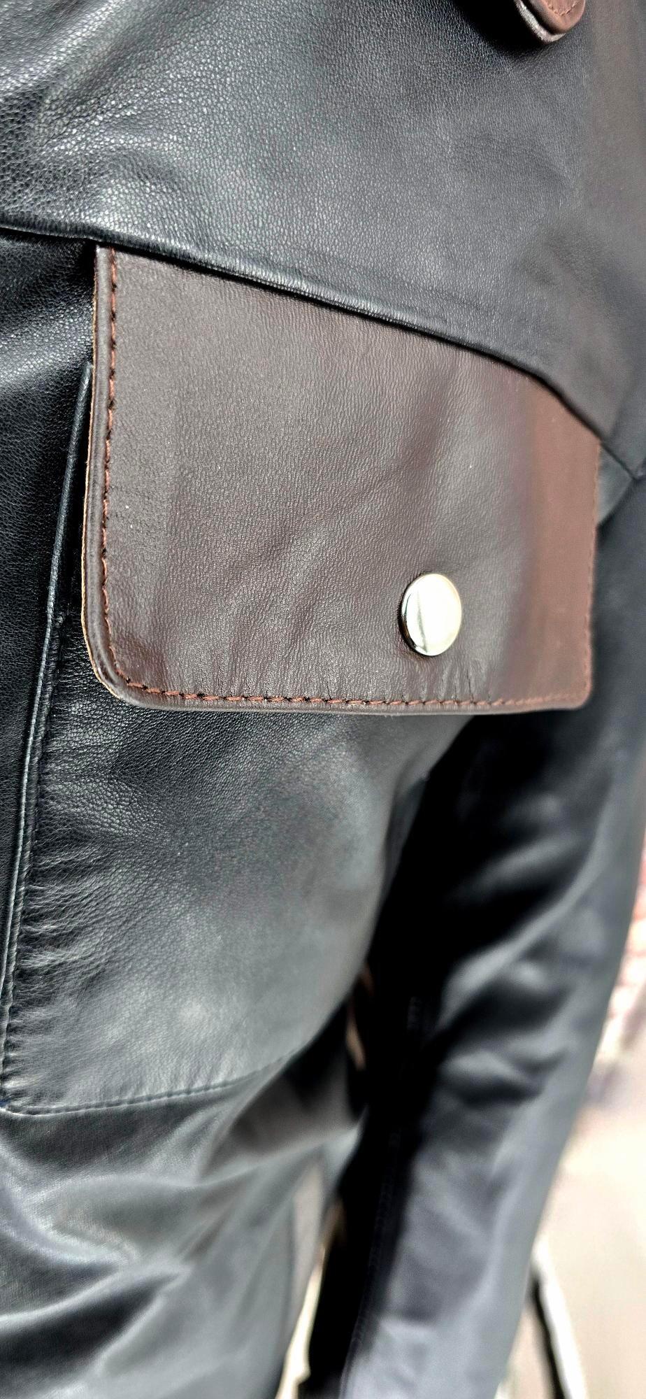 Donny - Black & Brown 70's Vintage Look Leather Jacket